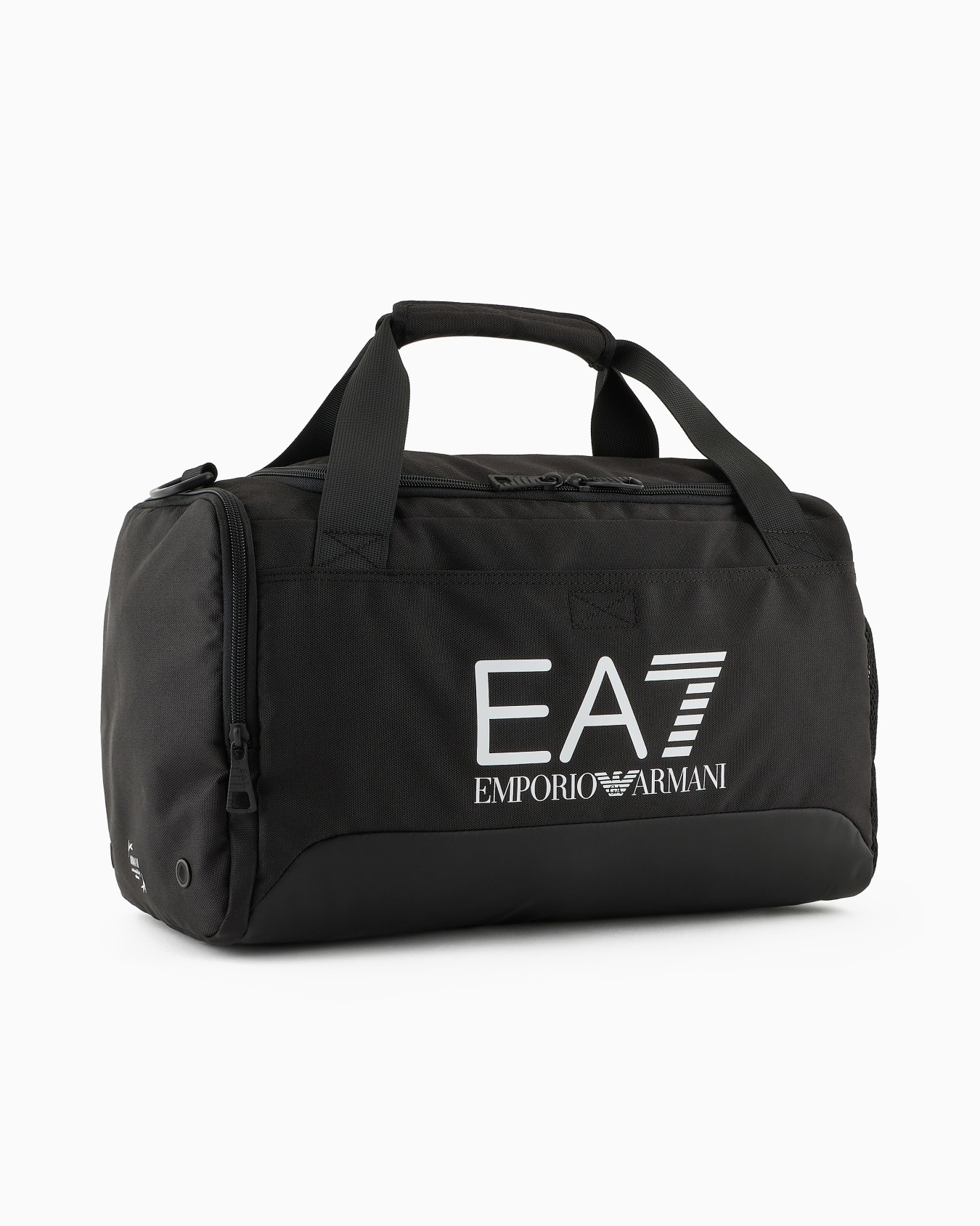Small technical-fabric duffel bag with oversized logo Slide 1