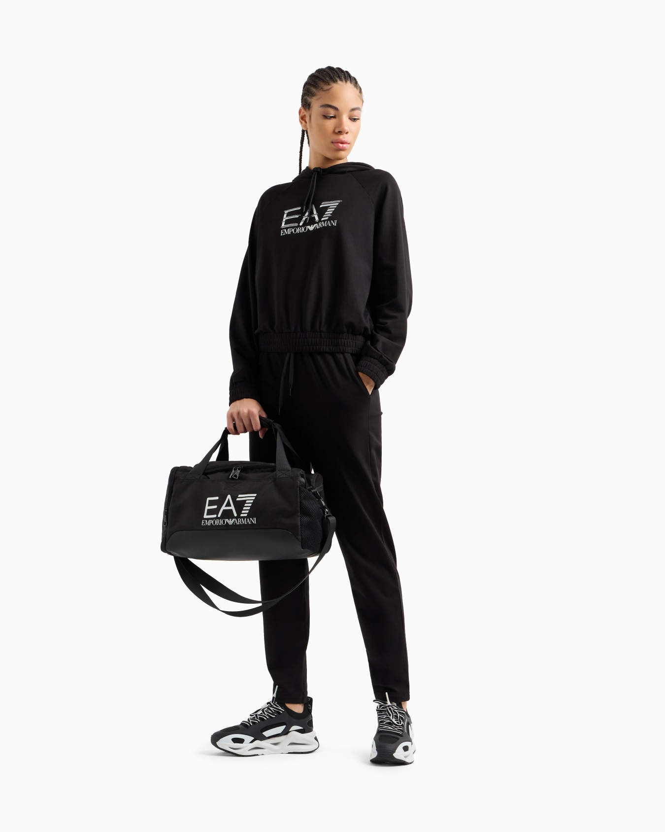 Small technical-fabric duffel bag with oversized logo Slide 7