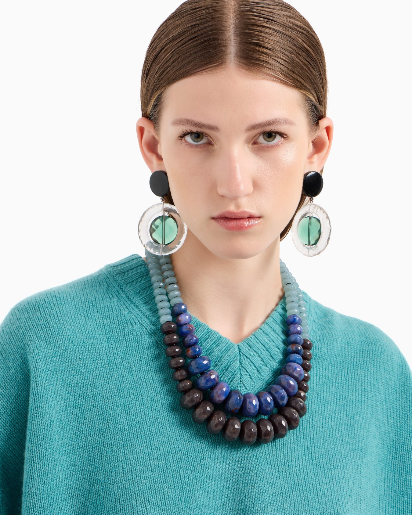 Double-strand necklace with two-tone spheres Slide 2