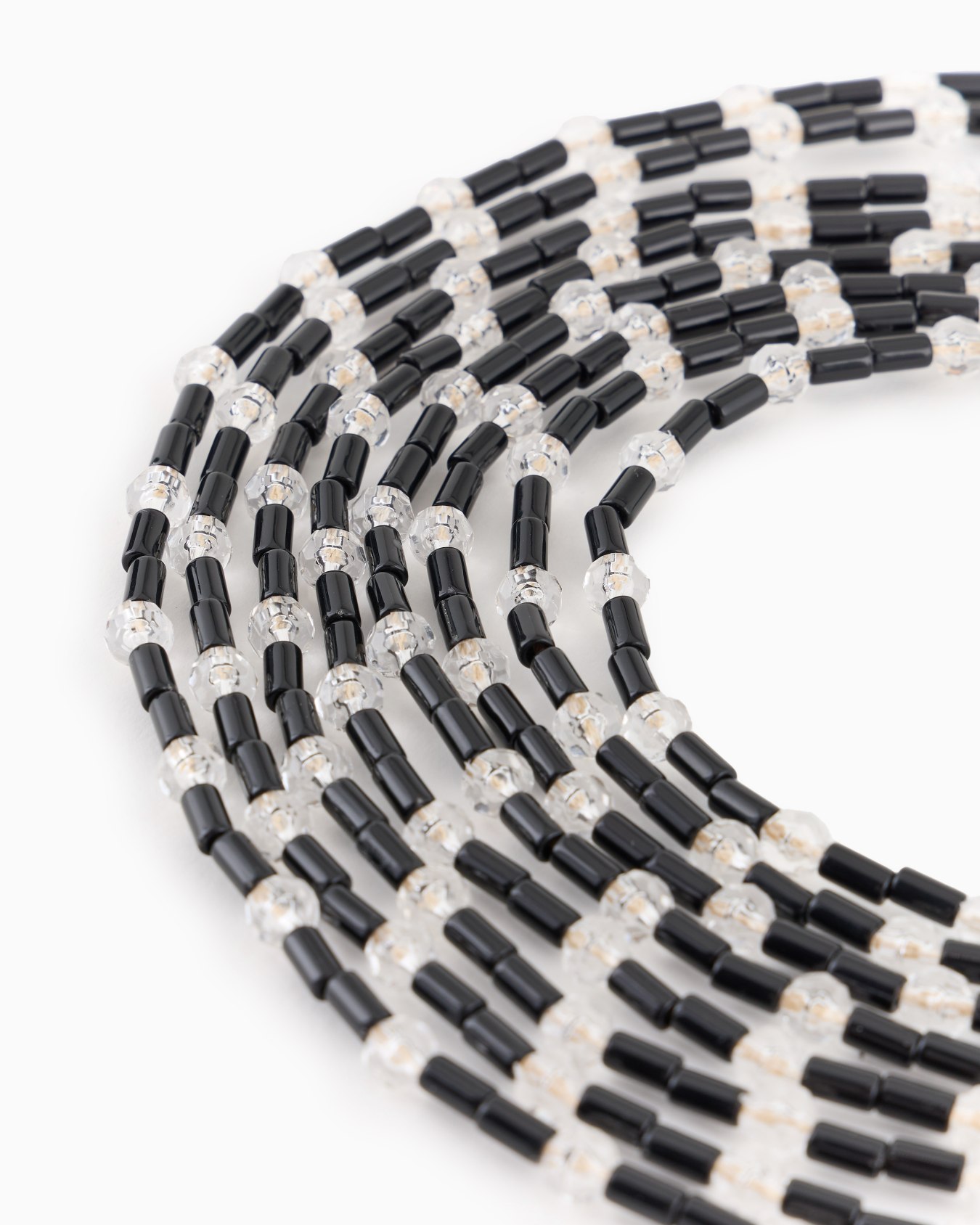 Multistrand necklace with baguettes and beads Slide 1