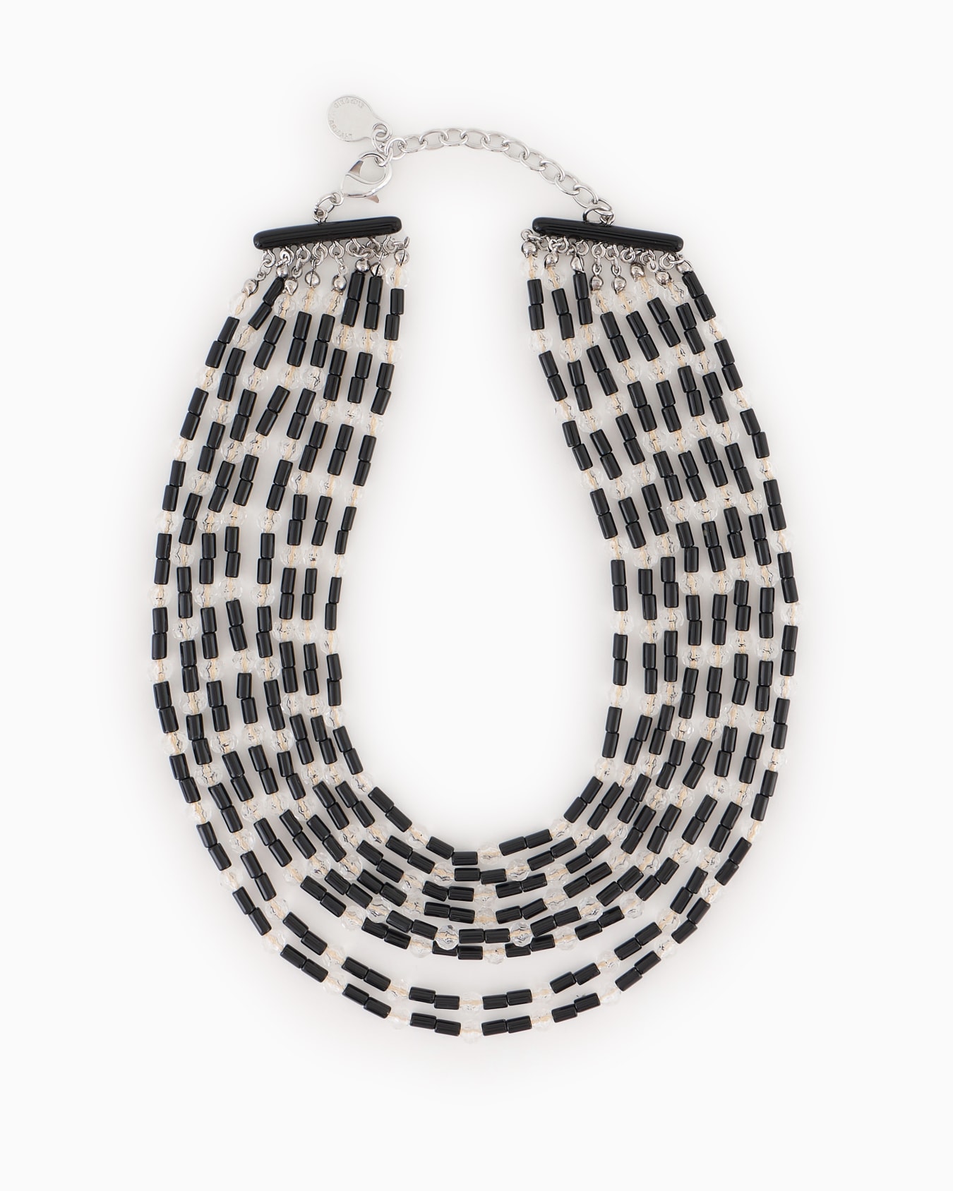 Multistrand necklace with baguettes and beads Slide 0