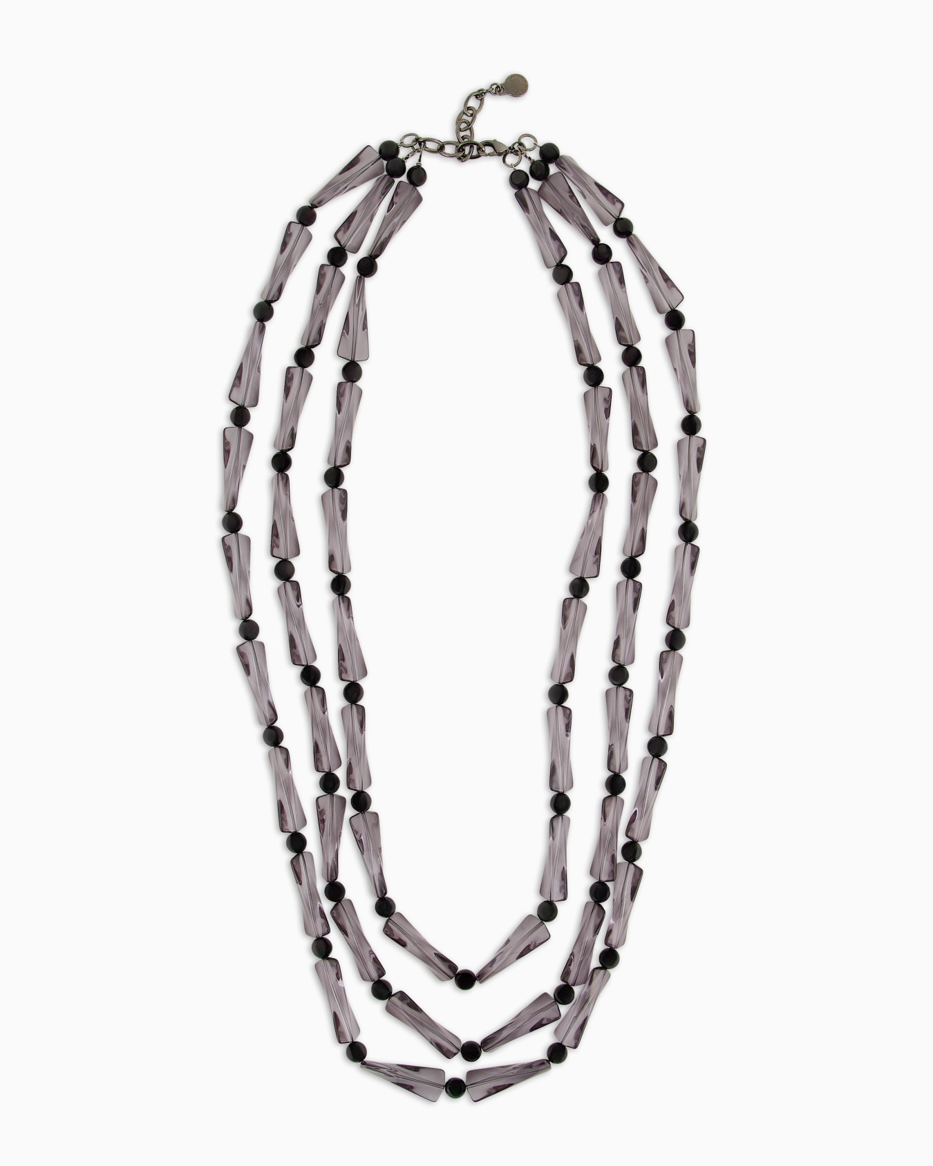 Grand collier multi-rangs avec perles et éléments géométriques Diapositive 0