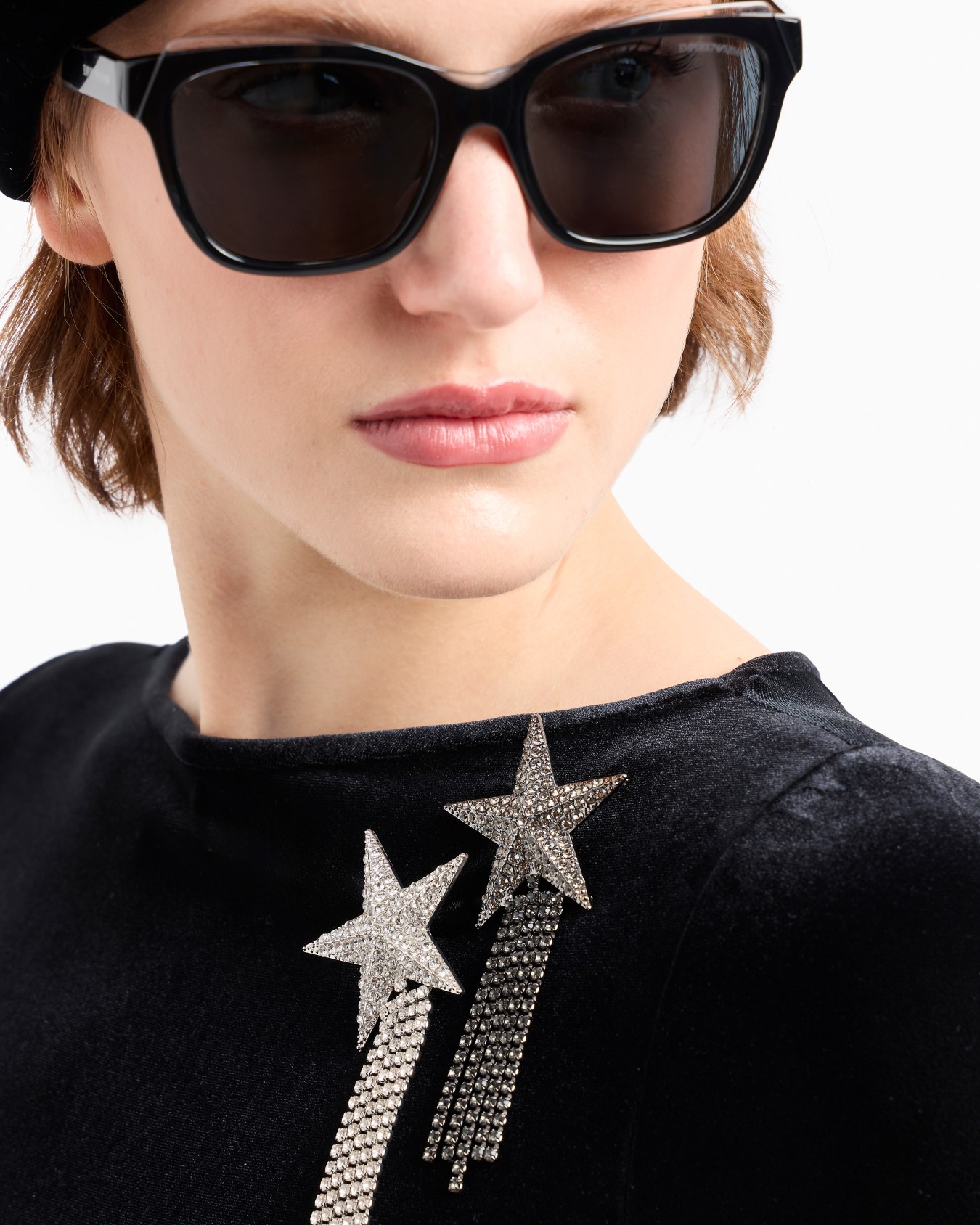 Star brooch with rhinestones and pendants Slide 2