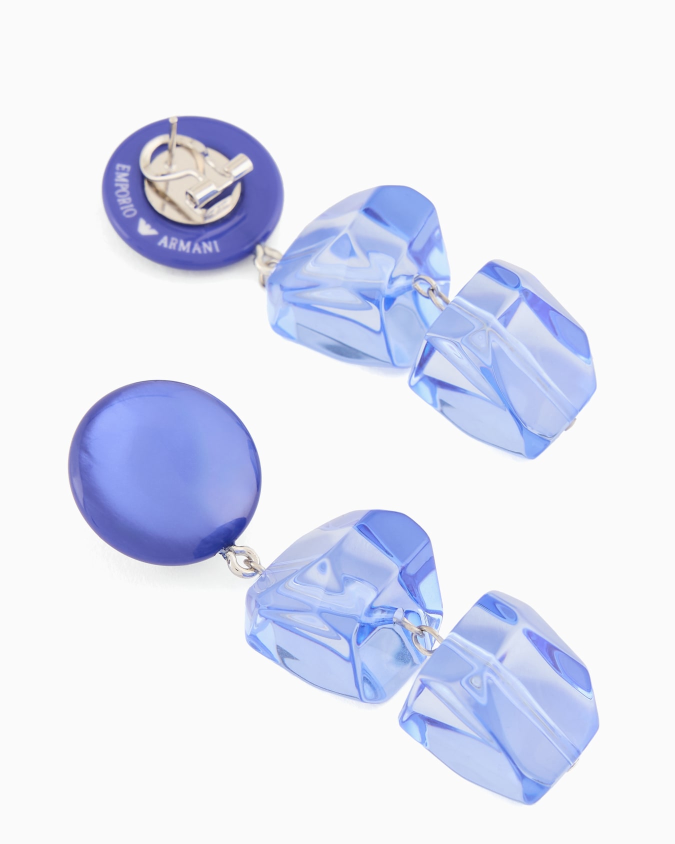 Oversized pendant earrings with transparent elements Slide 1