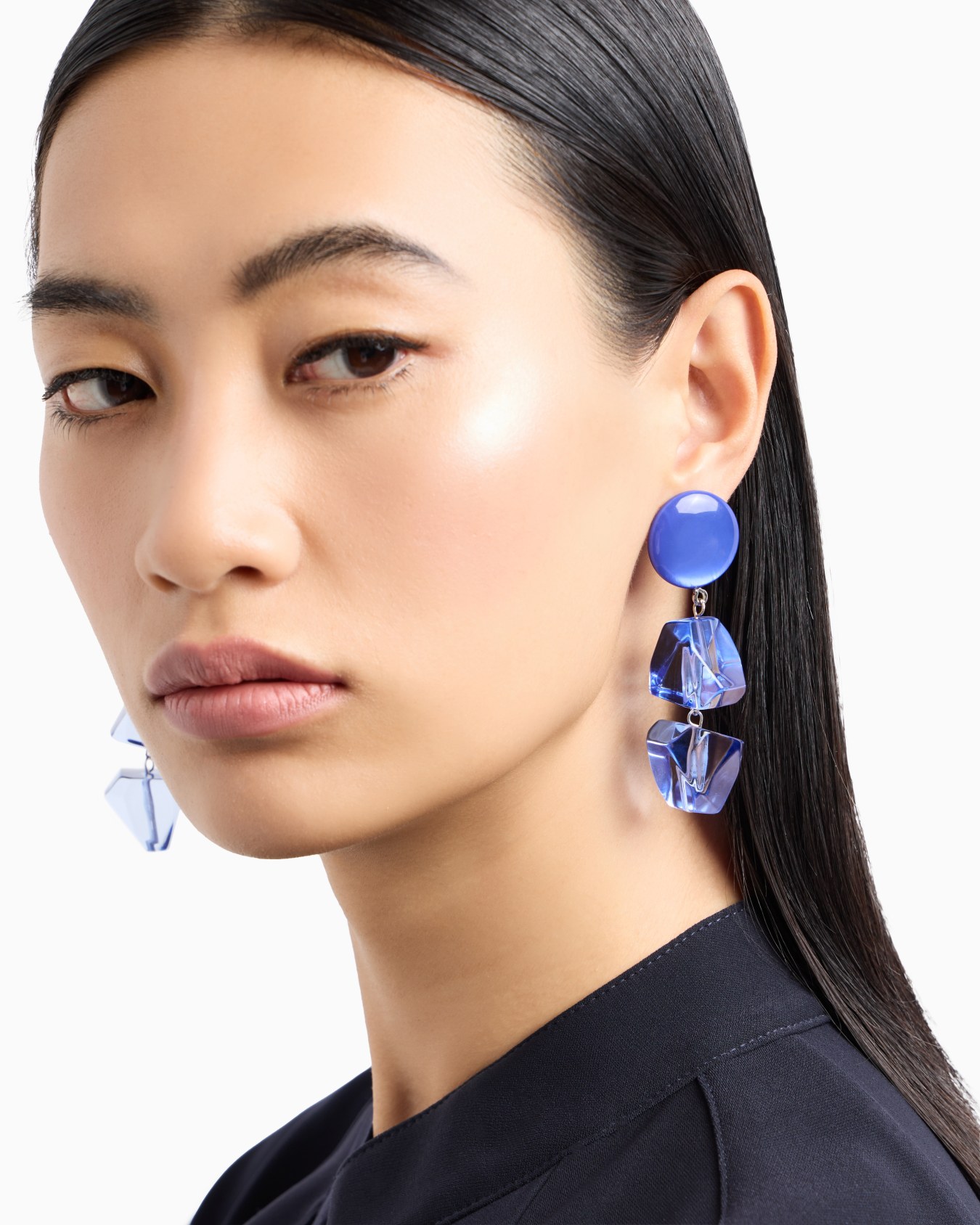 Oversized pendant earrings with transparent elements Slide 2