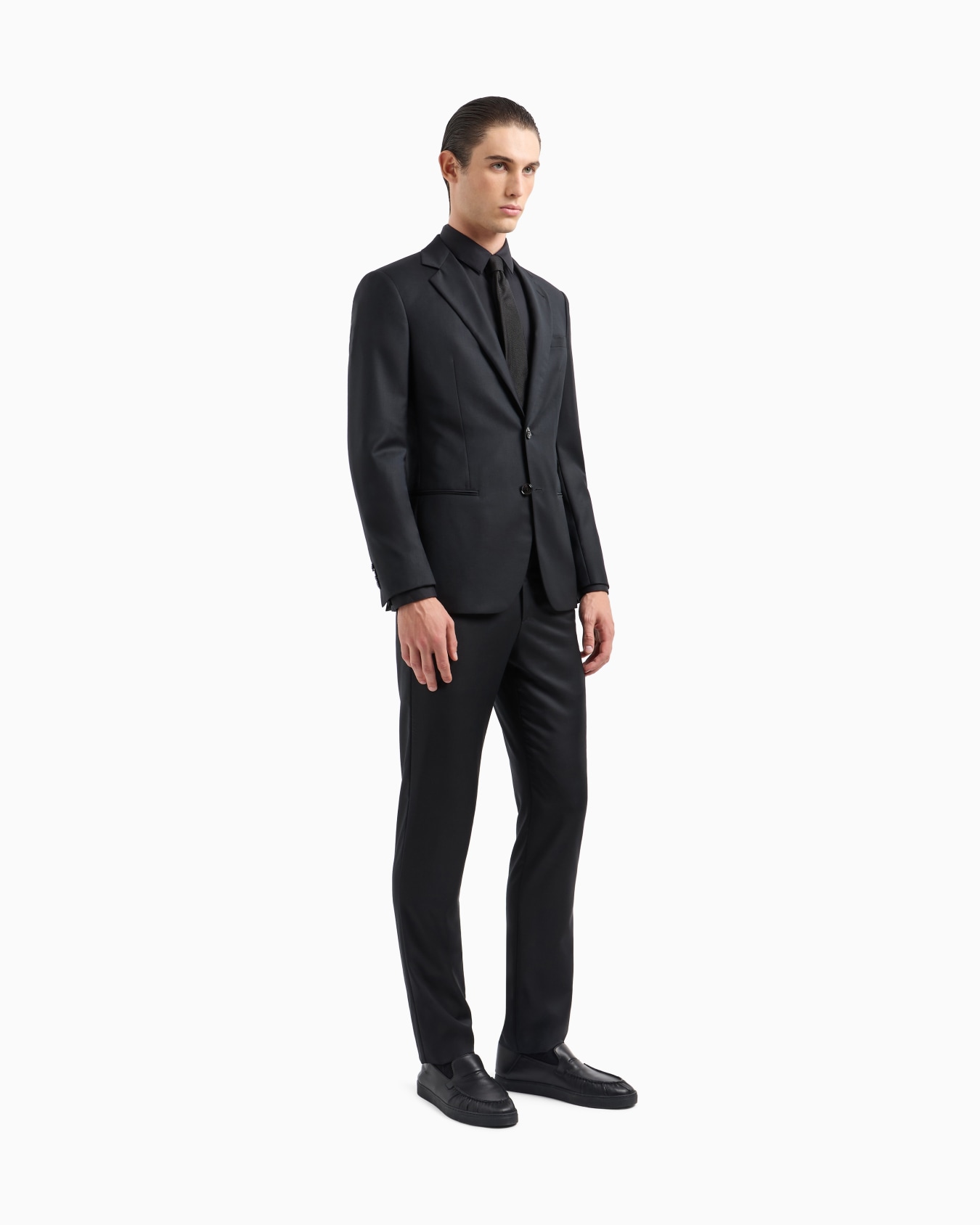 Stretch fabric shirt with collar stays Slide 1