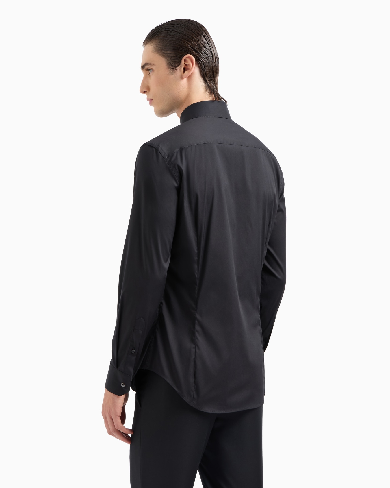Stretch fabric shirt with collar stays Slide 2