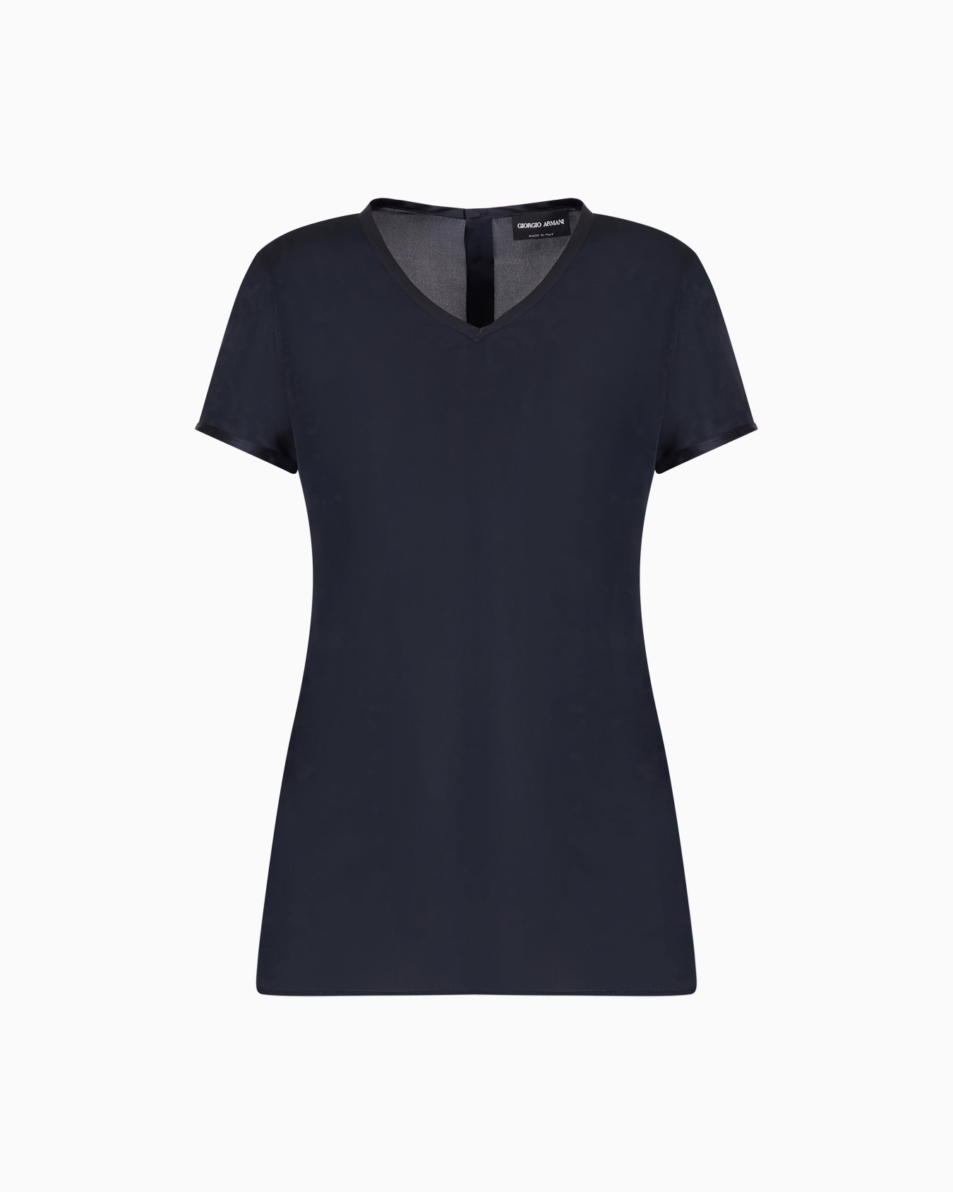 Blouse en charmeuse de soie avec col en V Diapositive 0