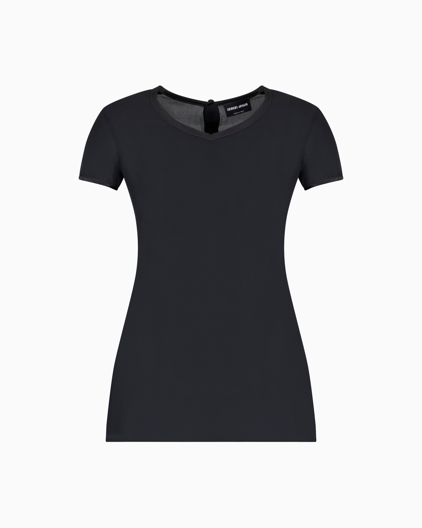 Blouse en charmeuse de soie avec col en V Diapositive 0