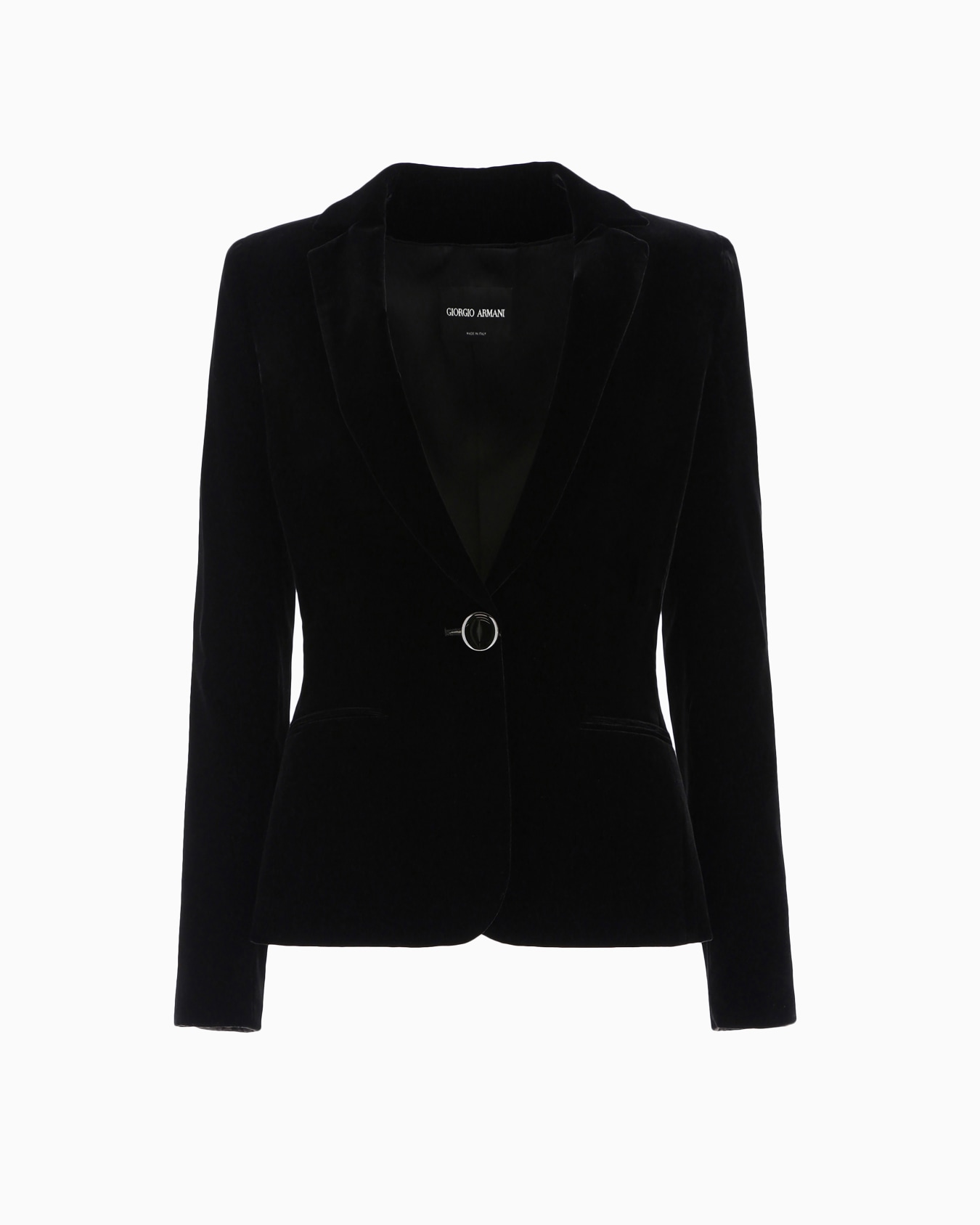 Chaqueta de terciopelo con botonadura sencilla y botón tipo joya Diapositiva 0
