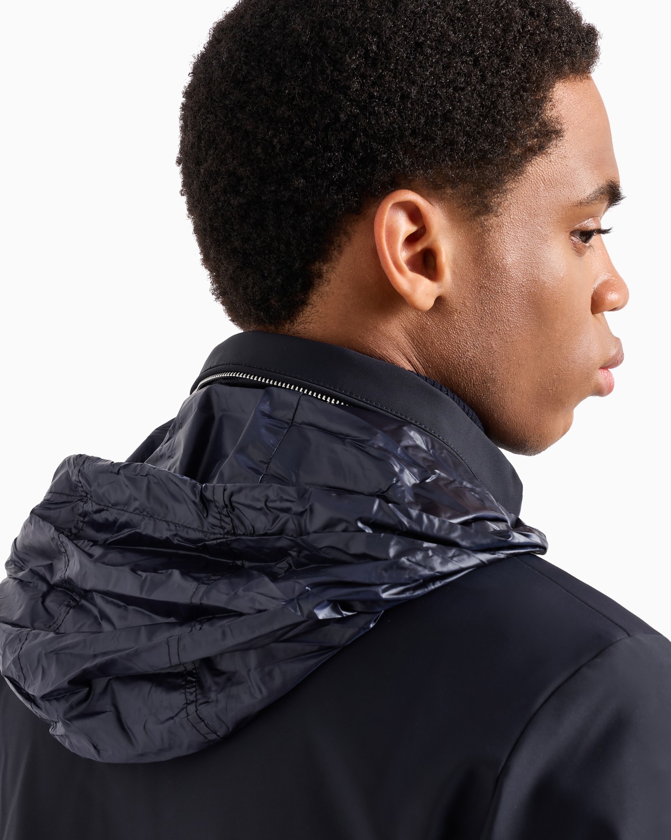Full-zip nylon blouson with stowaway hood Slide 5