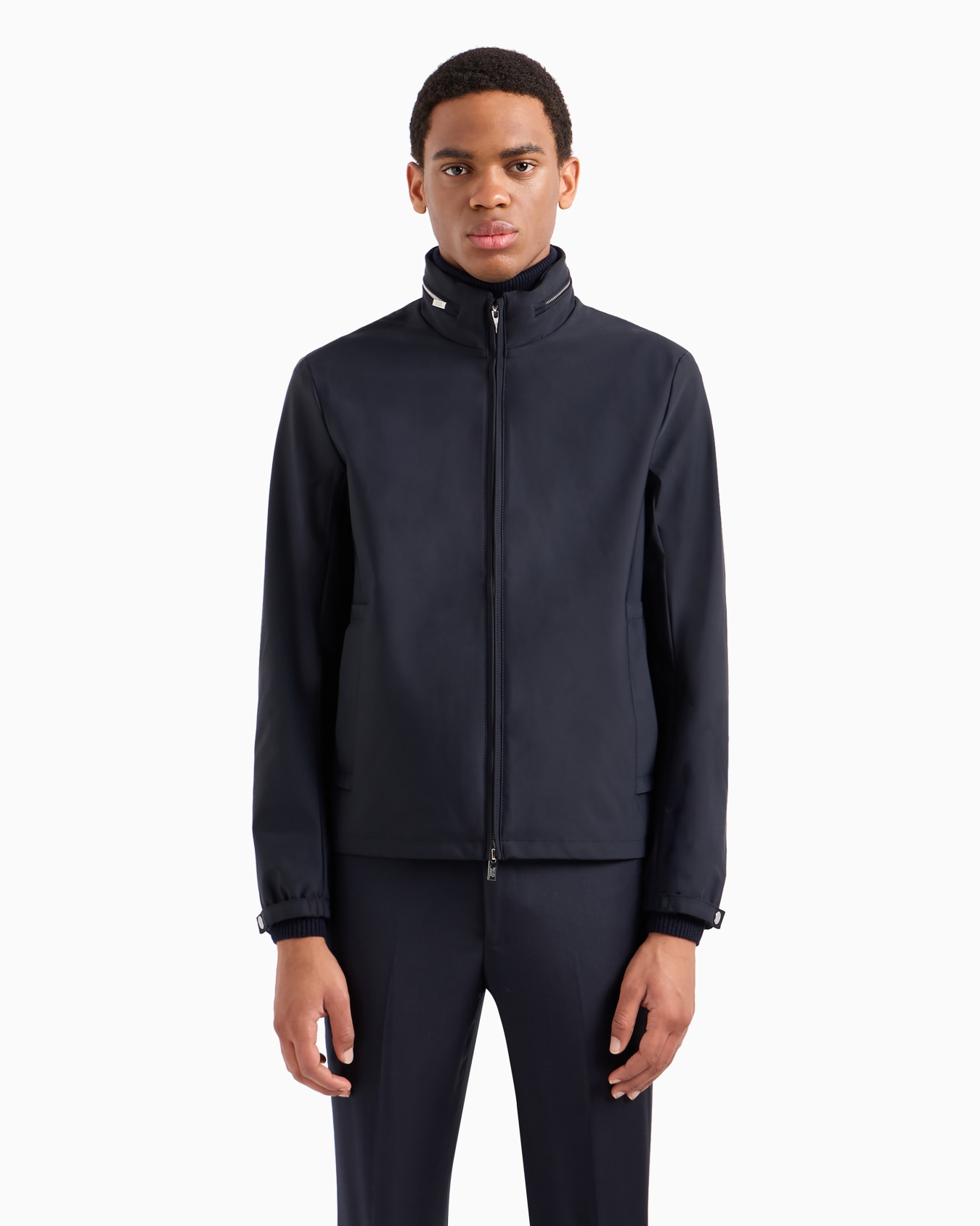 Full-zip nylon blouson with stowaway hood Slide 3