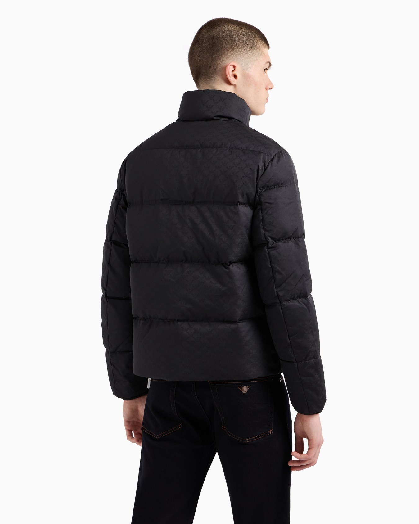 Quilted puffer jacket with all-over jacquard eagle Slide 2