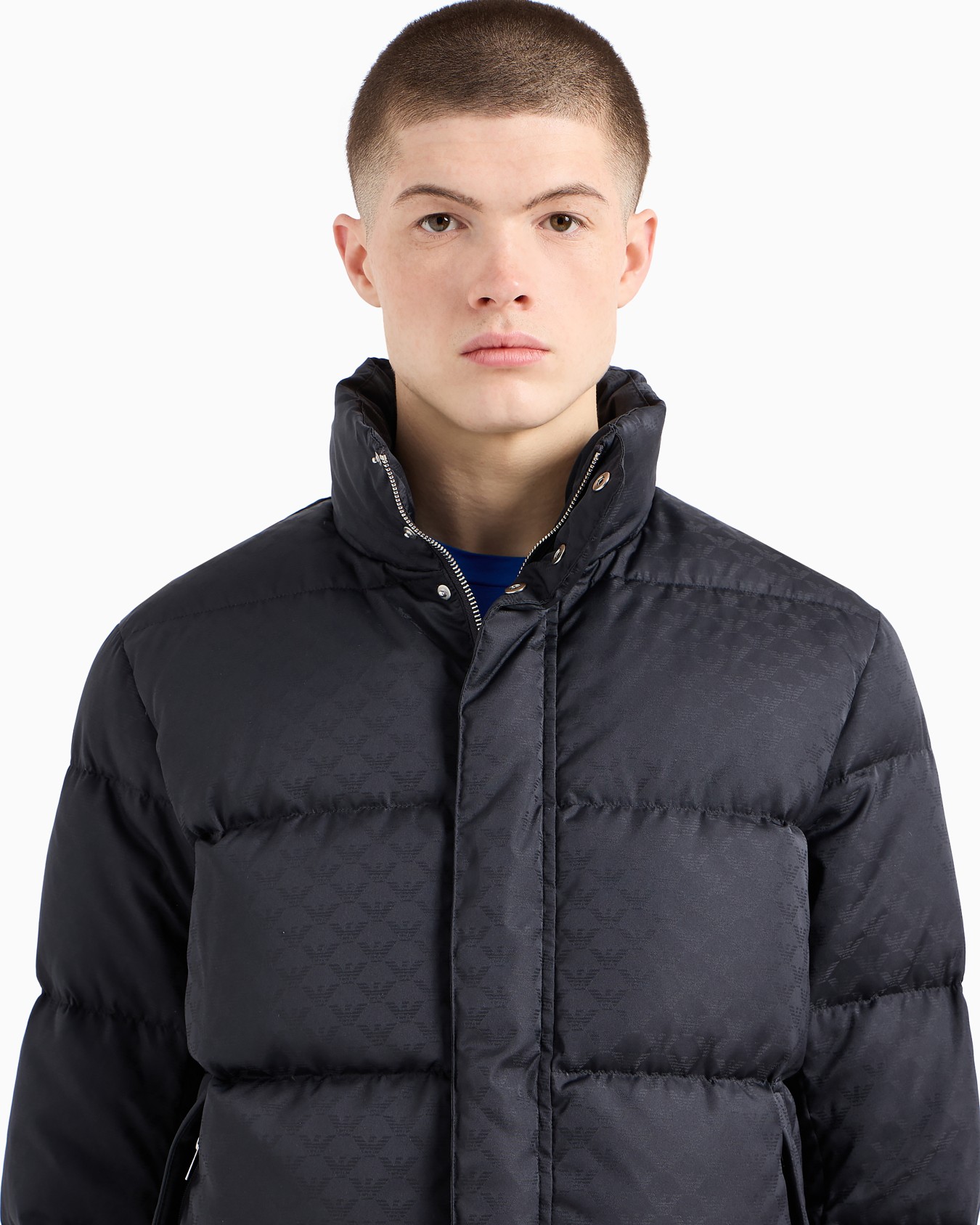 Quilted puffer jacket with all-over jacquard eagle Slide 4