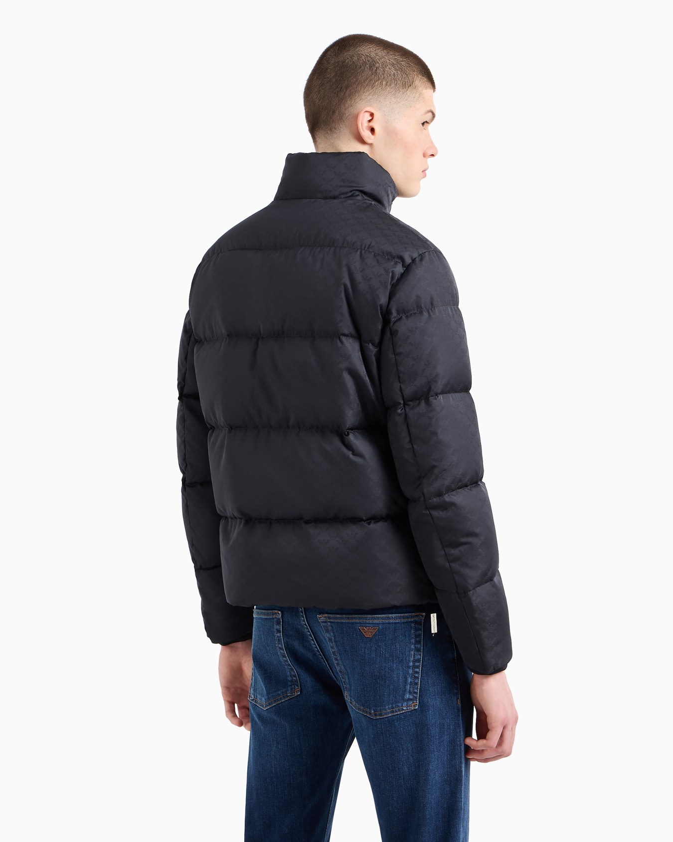 Quilted puffer jacket with all-over jacquard eagle Slide 2