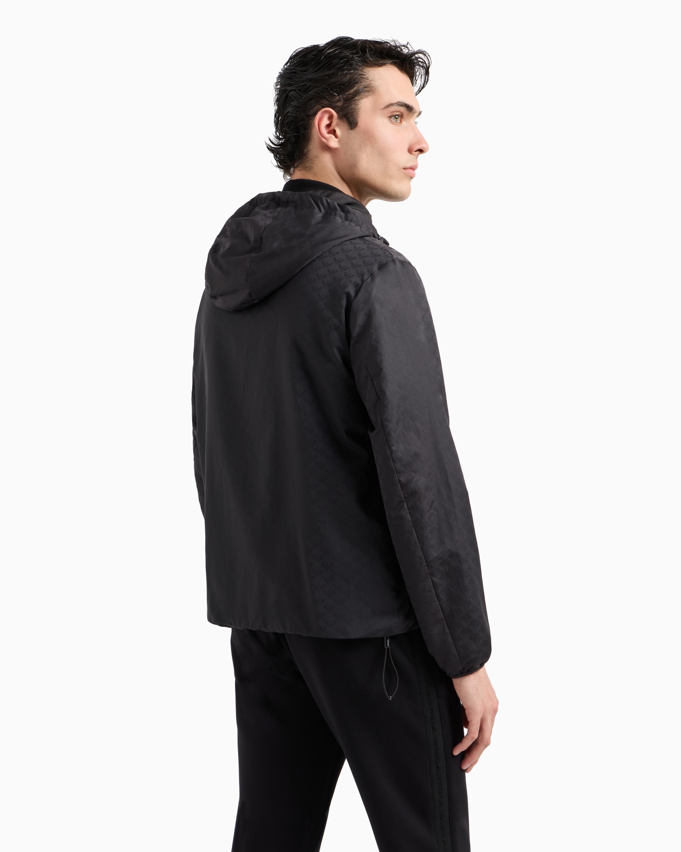 Veste zippée à capuche en nylon jacquard avec aigle all over Diapositive 2