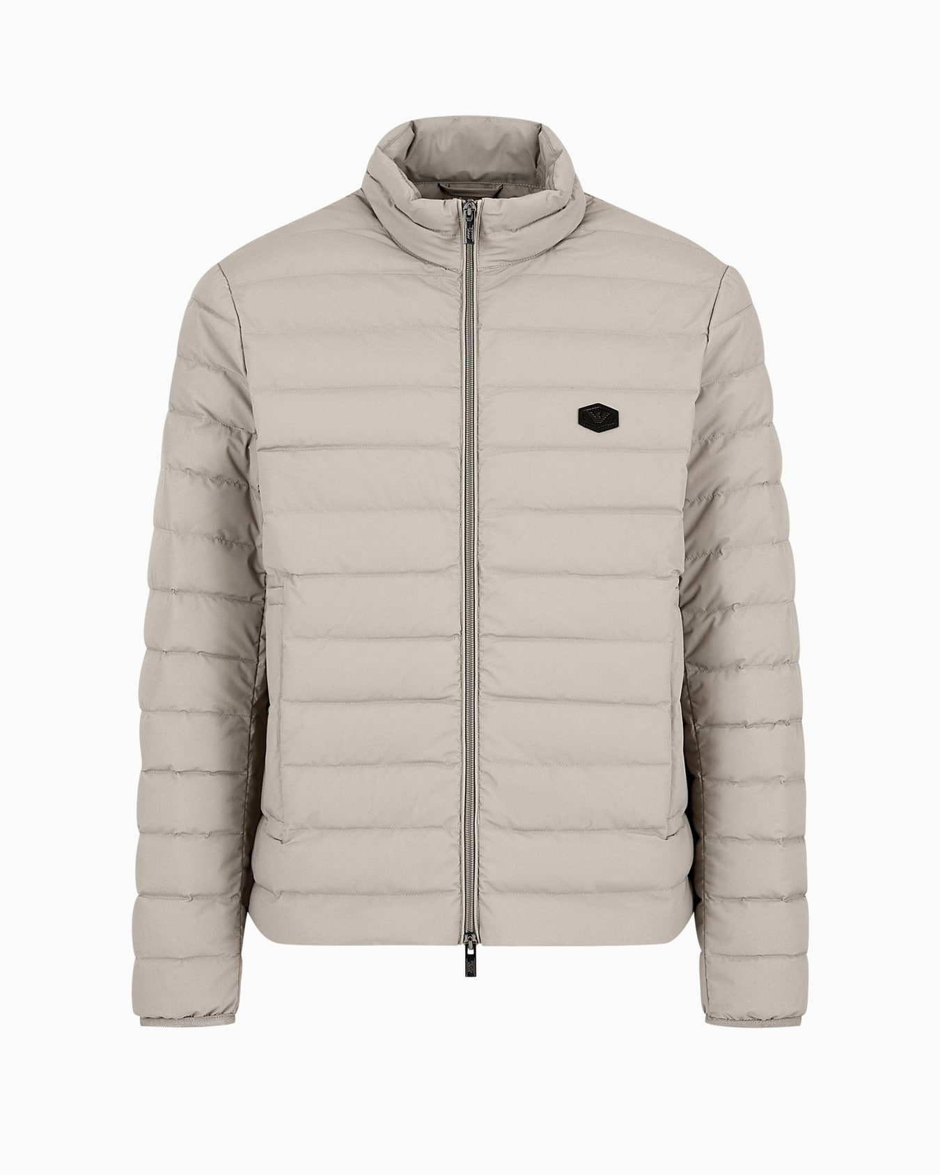 Daunenjacke mit durchgehendem Reißverschluss aus gestepptem Nylon mit Adler-Logo-Aufnäher Folie 0