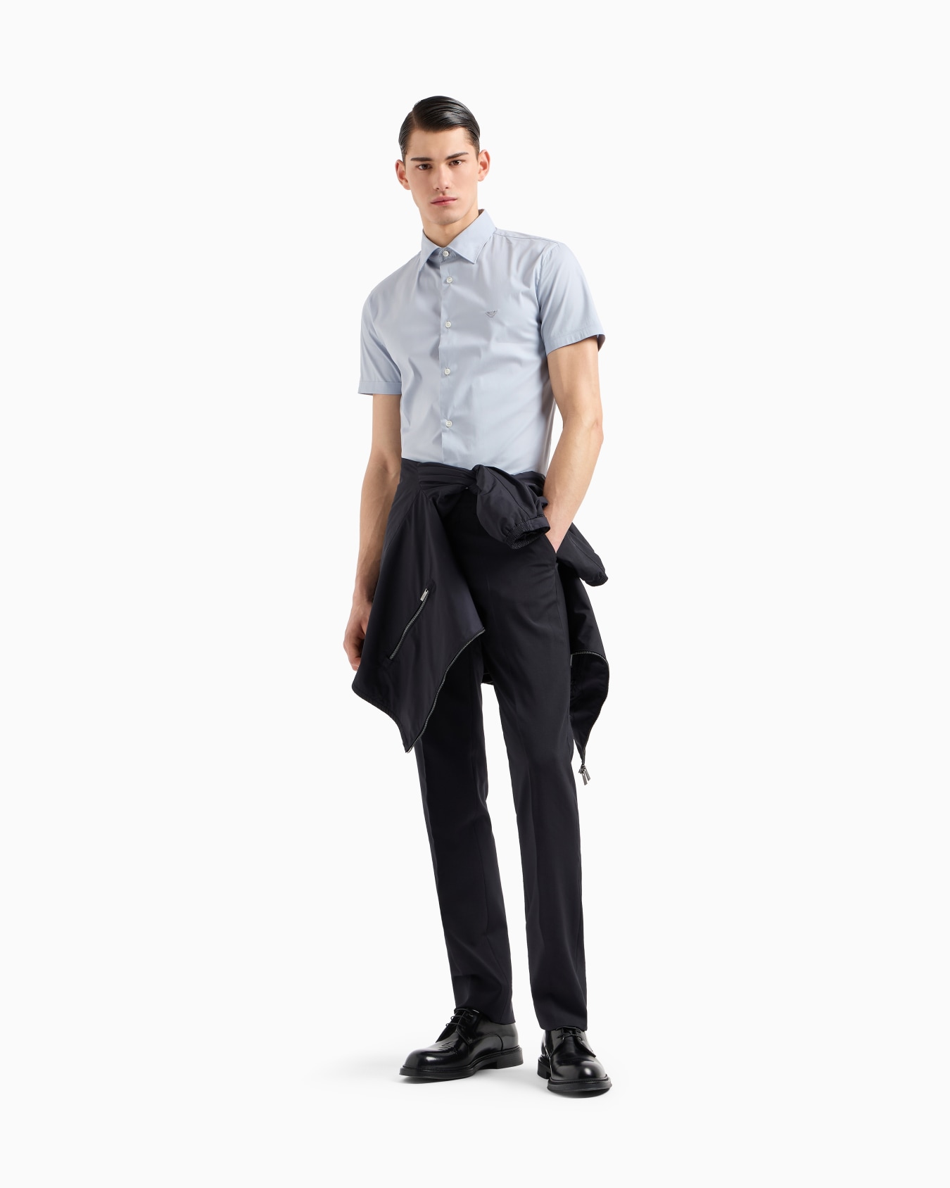 Short-sleeved, stretch nylon-blend shirt Slide 1