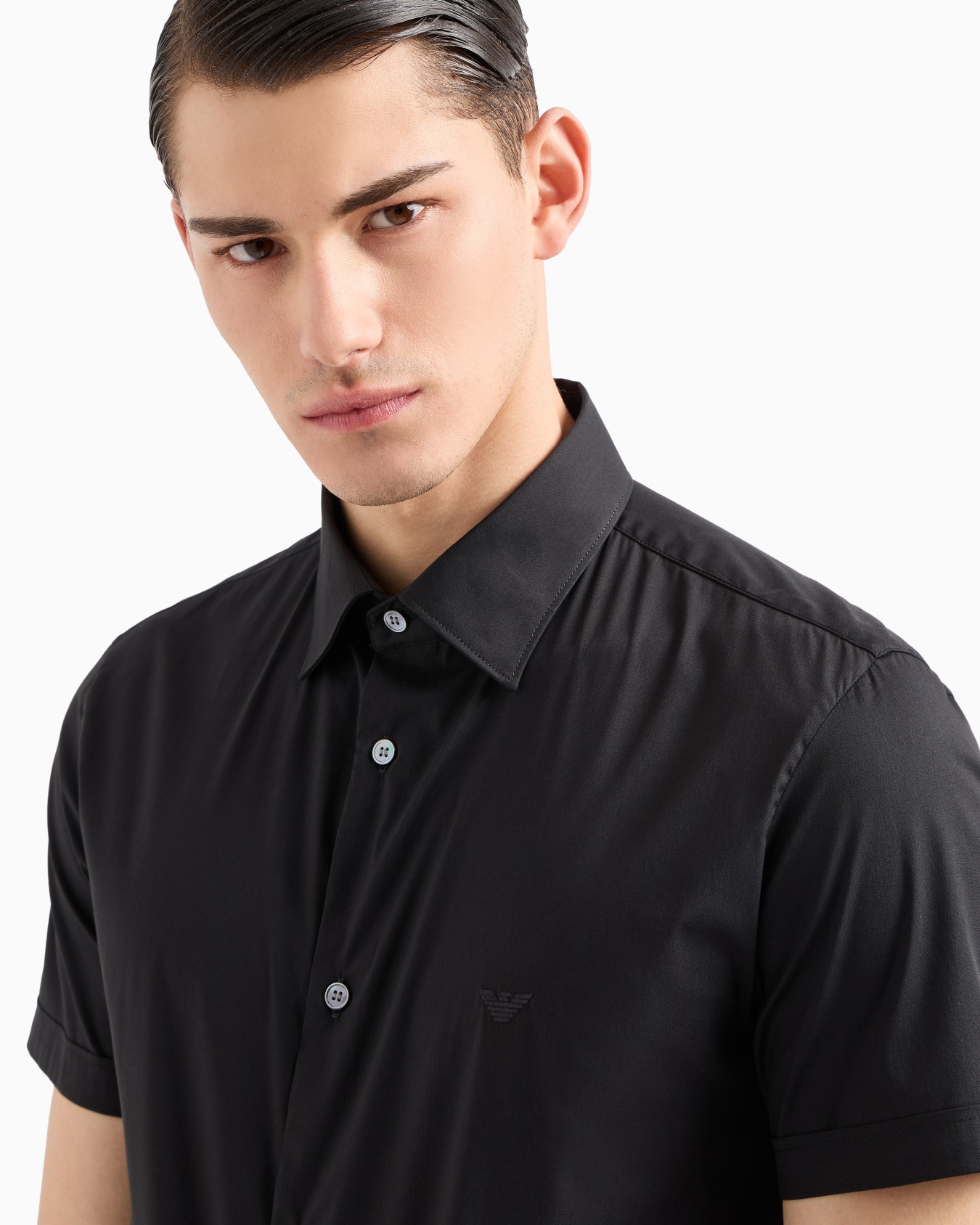 Short-sleeved, stretch nylon-blend shirt Slide 4