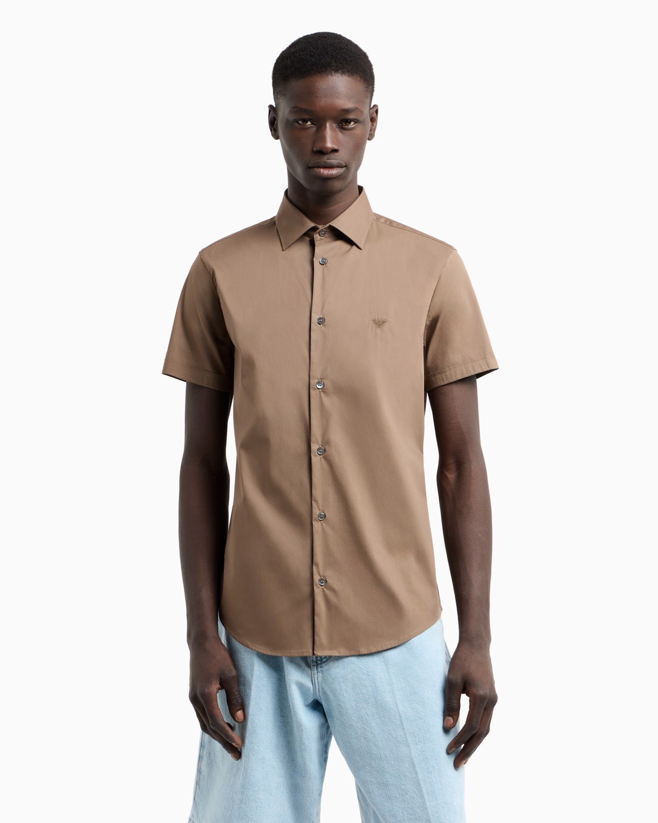 Short-sleeved, stretch nylon-blend shirt Slide 3
