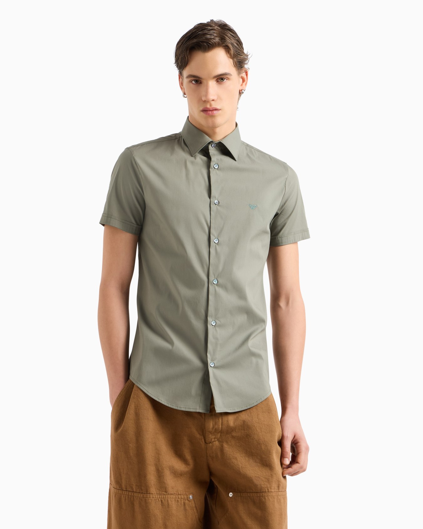 Short-sleeved, stretch nylon-blend shirt Slide 3
