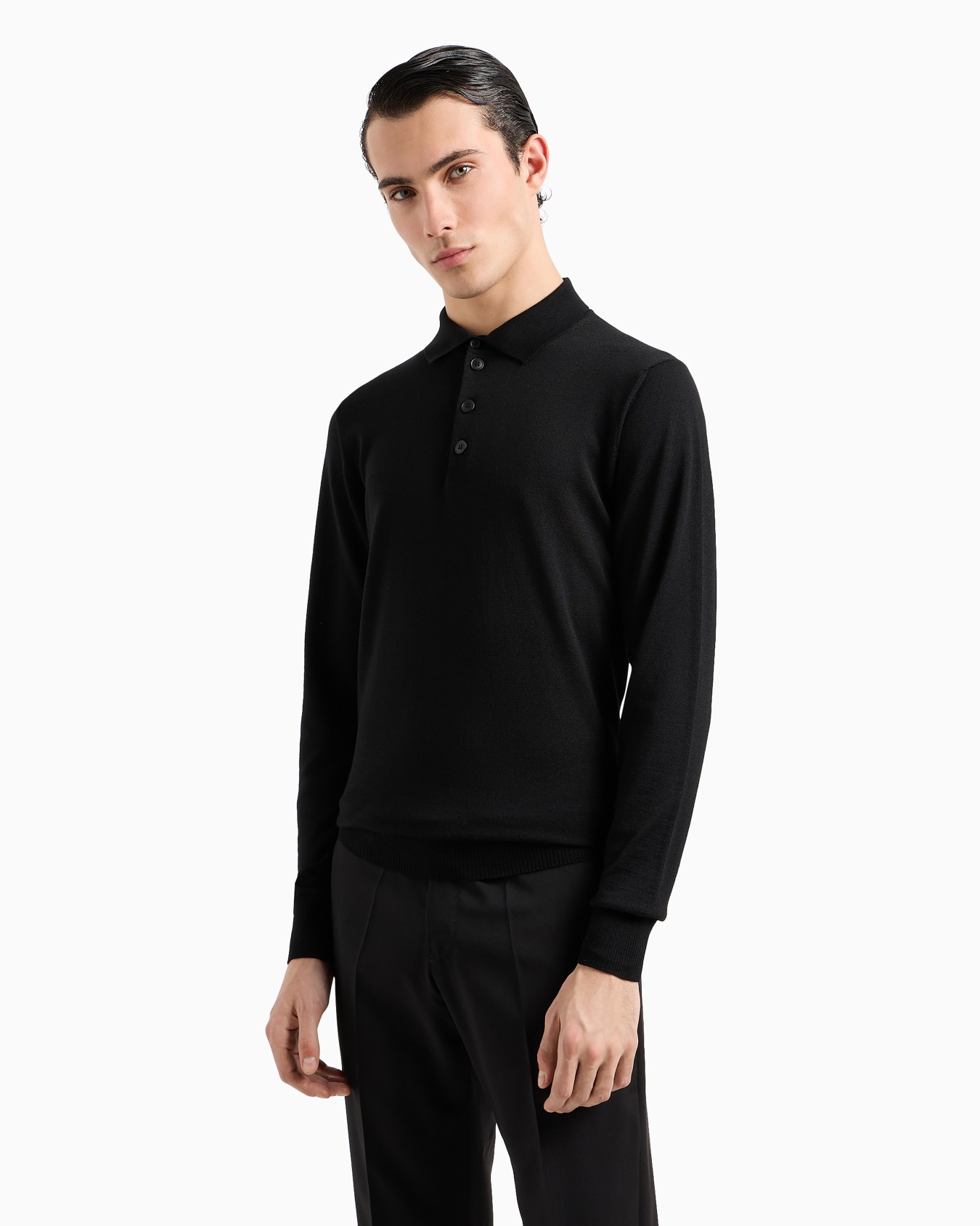Maglione collo polo in lana vergine Slide 3