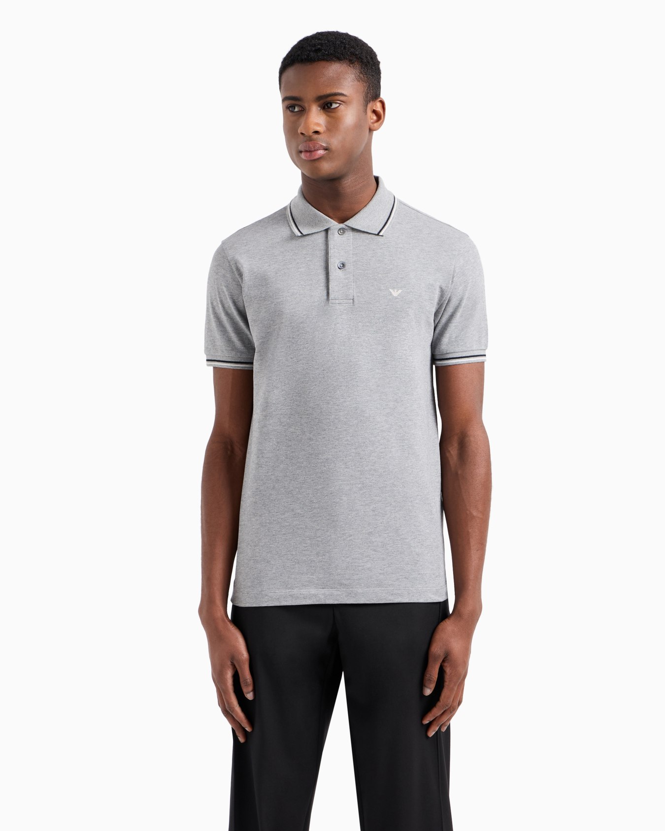 Polo coupe slim en piqué stretch avec petit aigle Diapositive 3