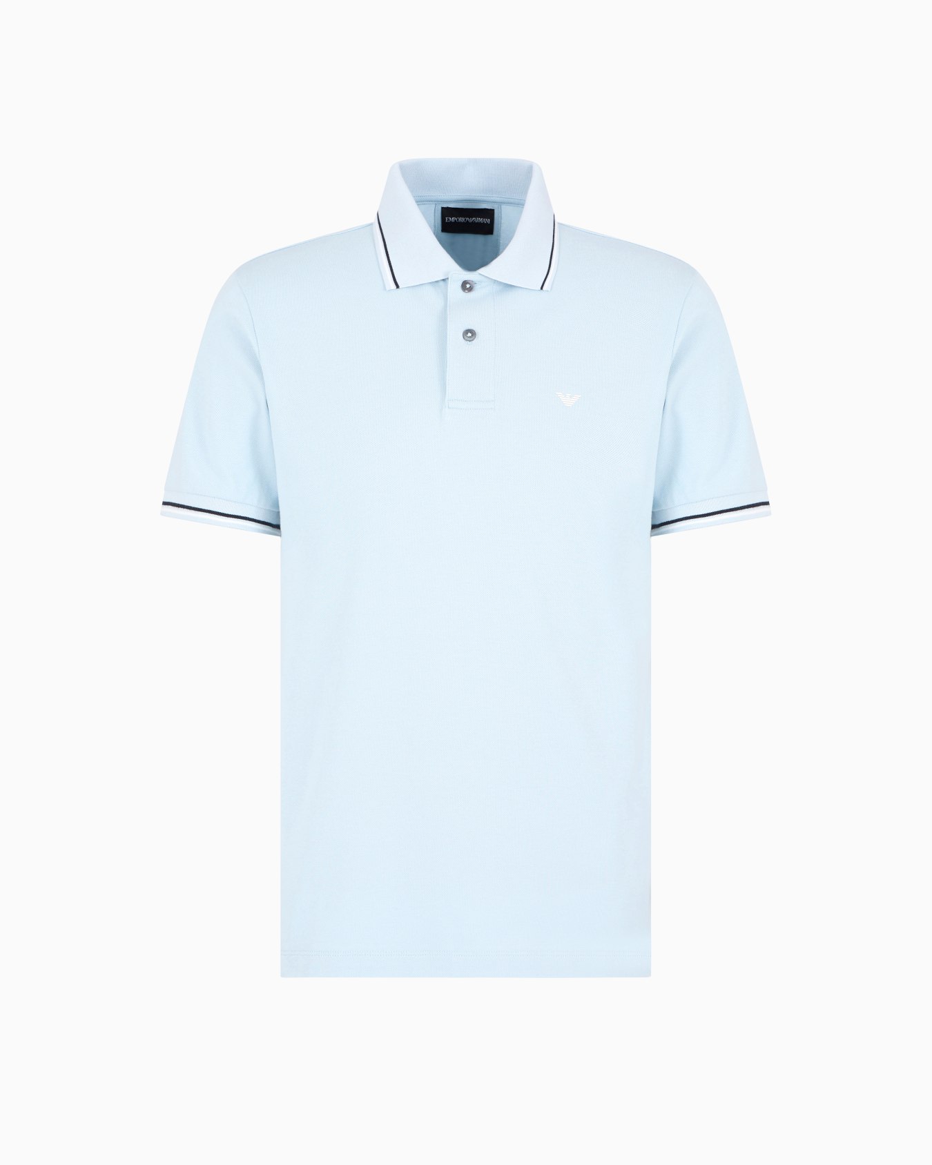 Slim-fit stretch piqué polo shirt with micro eagle Slide 0