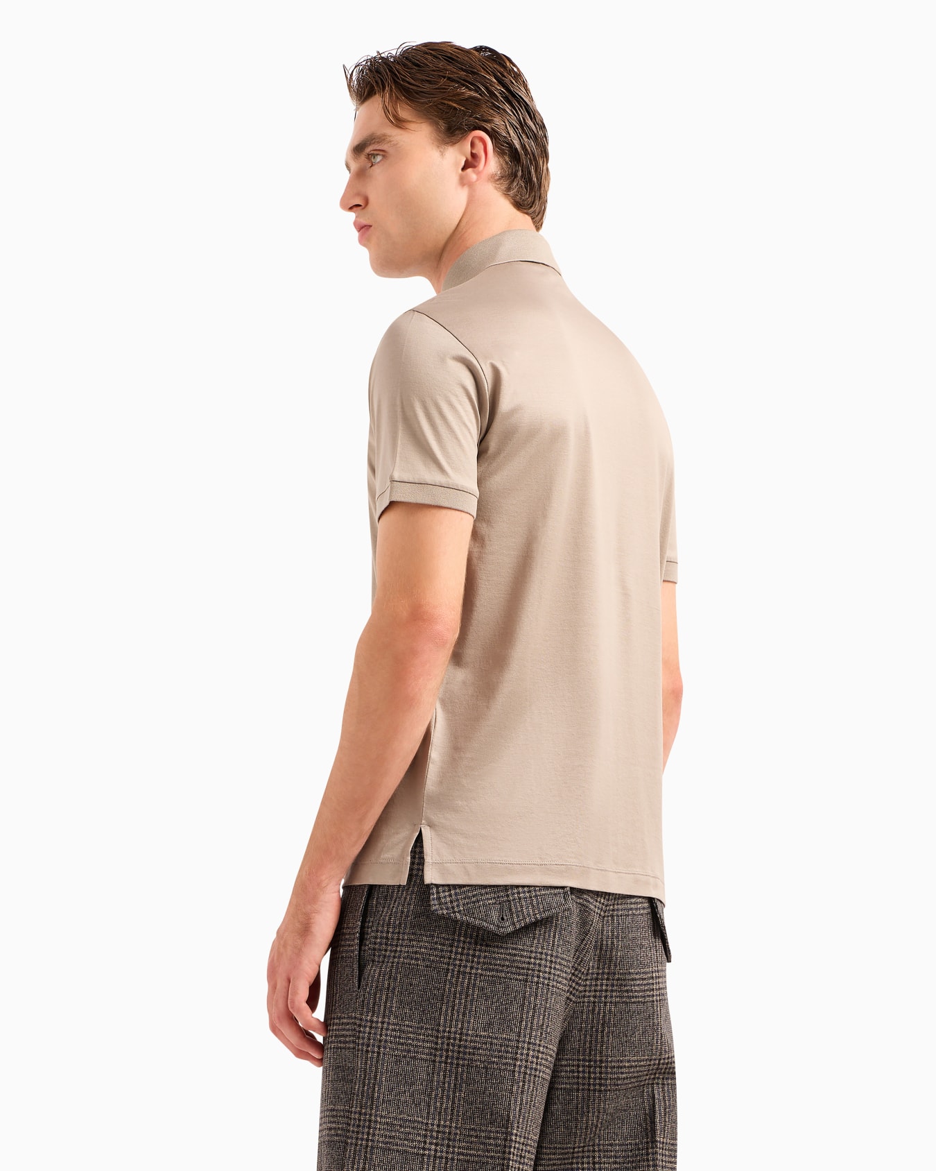 Lyocell-blend jersey polo shirt with embossed EA logo embroidery  Slide 2