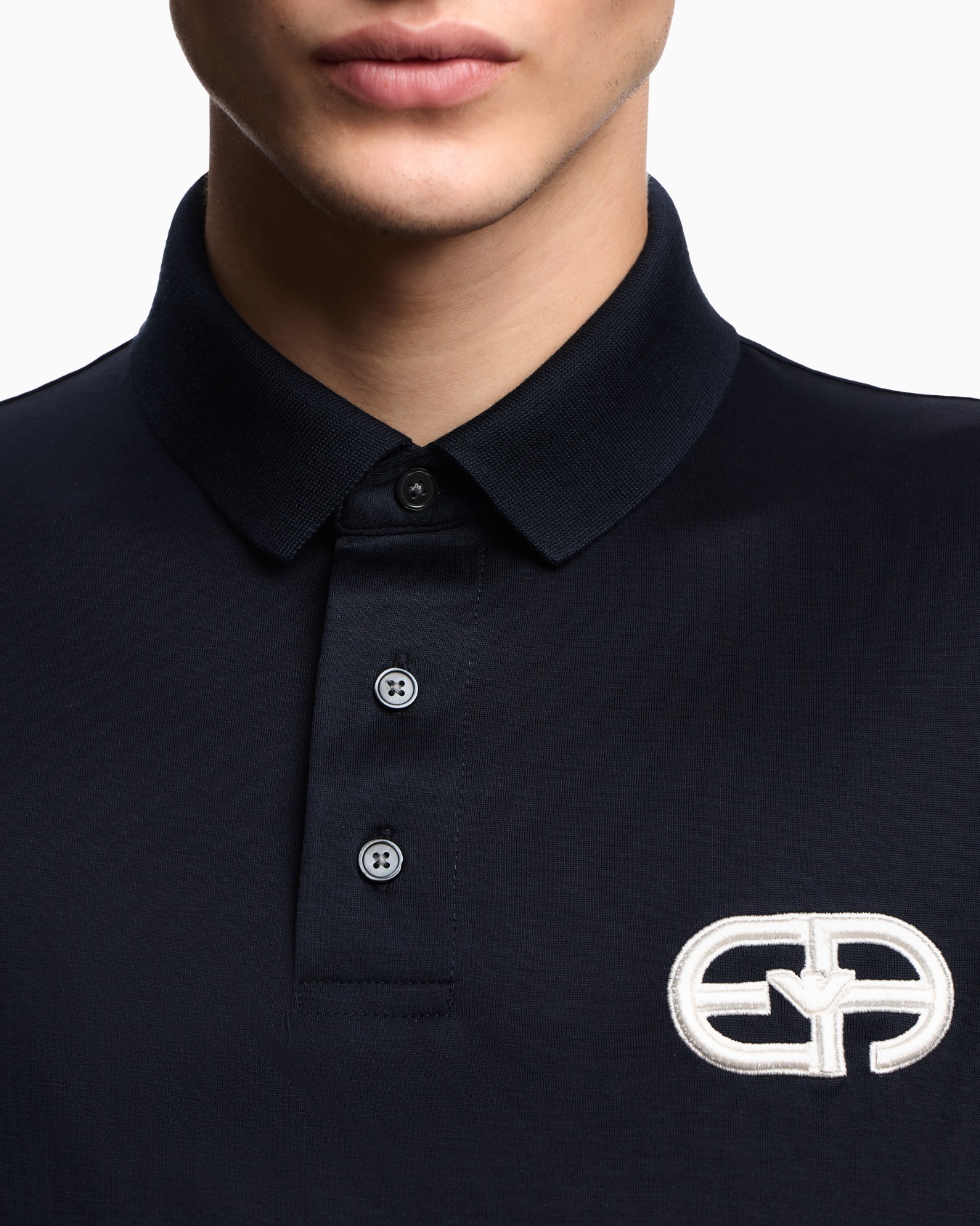 Lyocell-blend jersey polo shirt with embossed EA logo embroidery  Slide 4