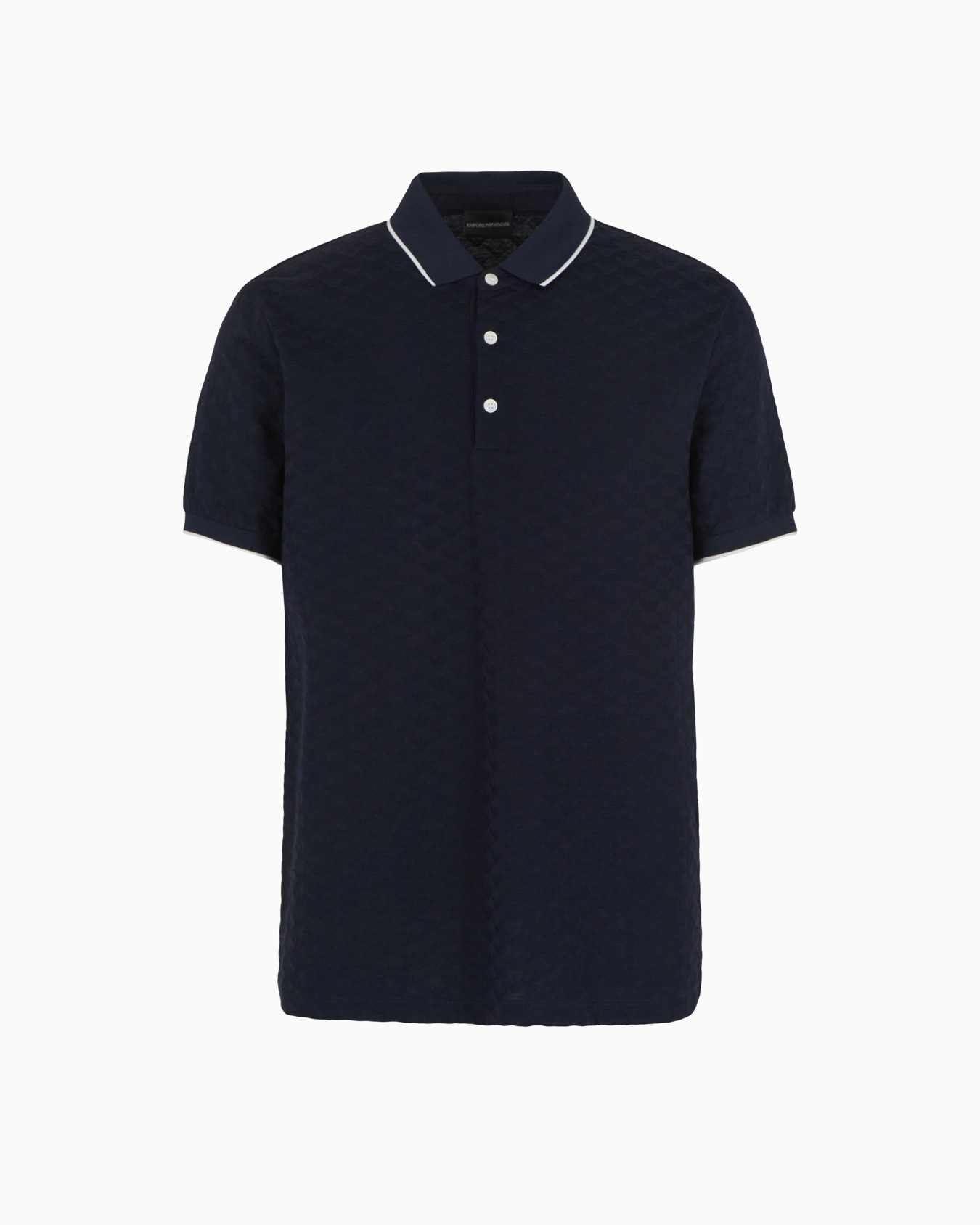 Mercerised jersey polo shirt with all-over jacquard eagle Slide 0
