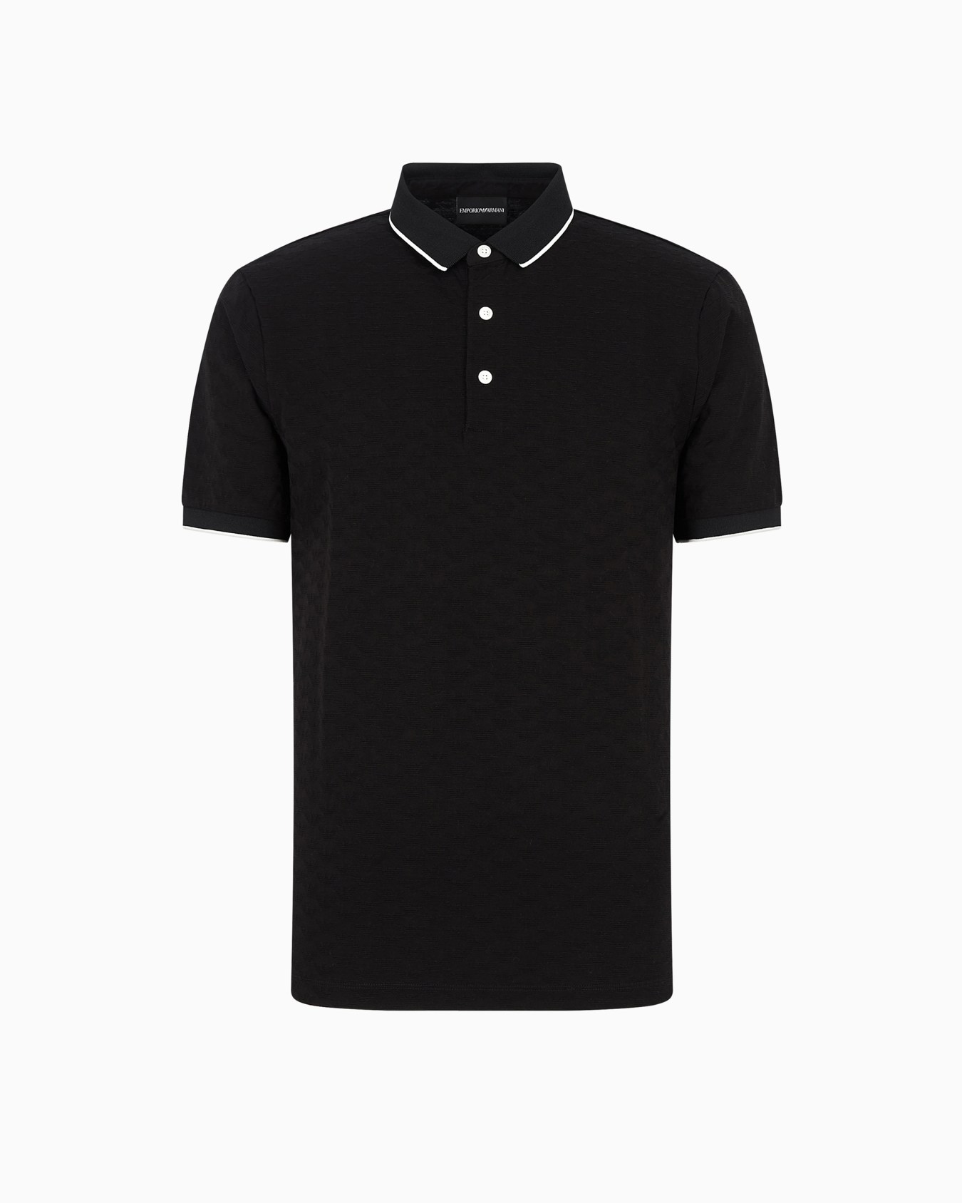Mercerised jersey polo shirt with all-over jacquard eagle Slide 0