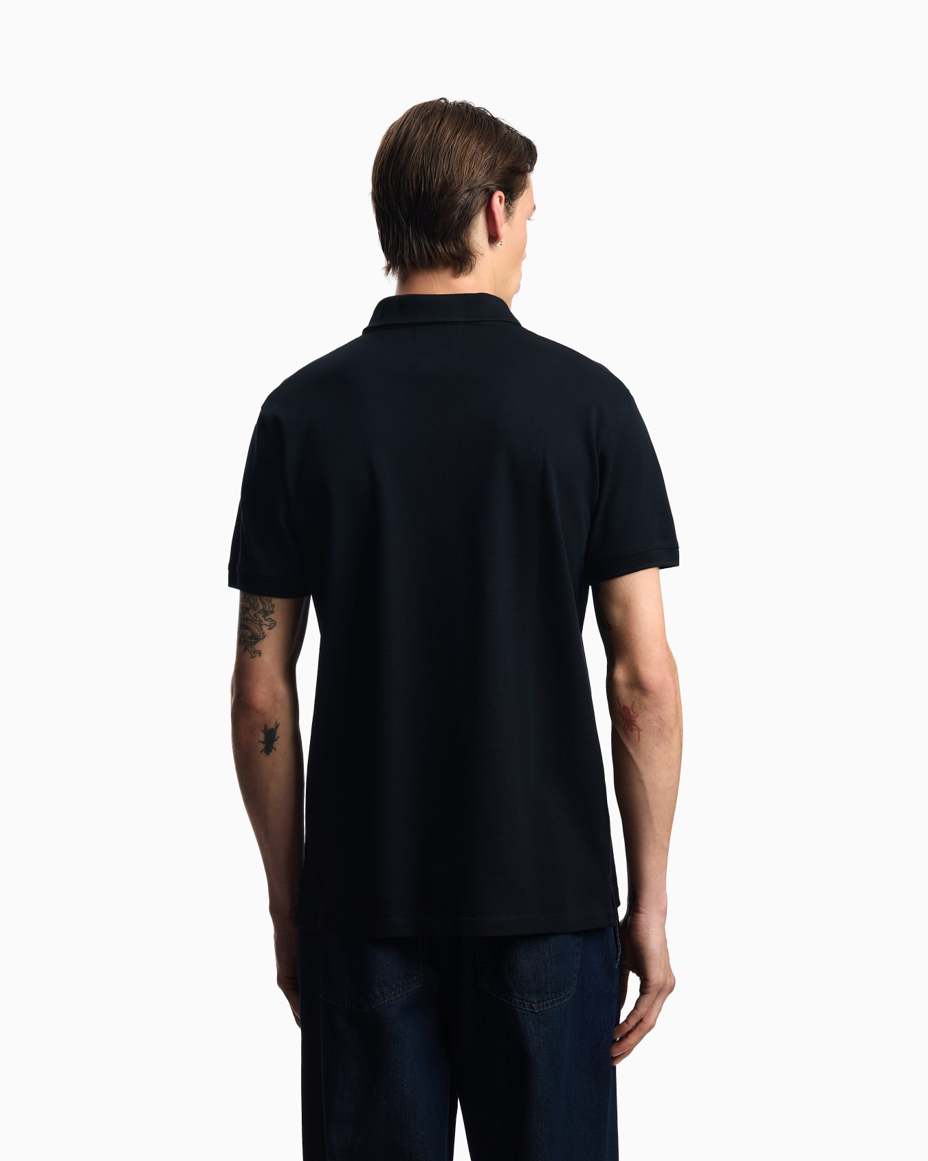 Mercerised piqué polo shirt with micro eagle Slide 2