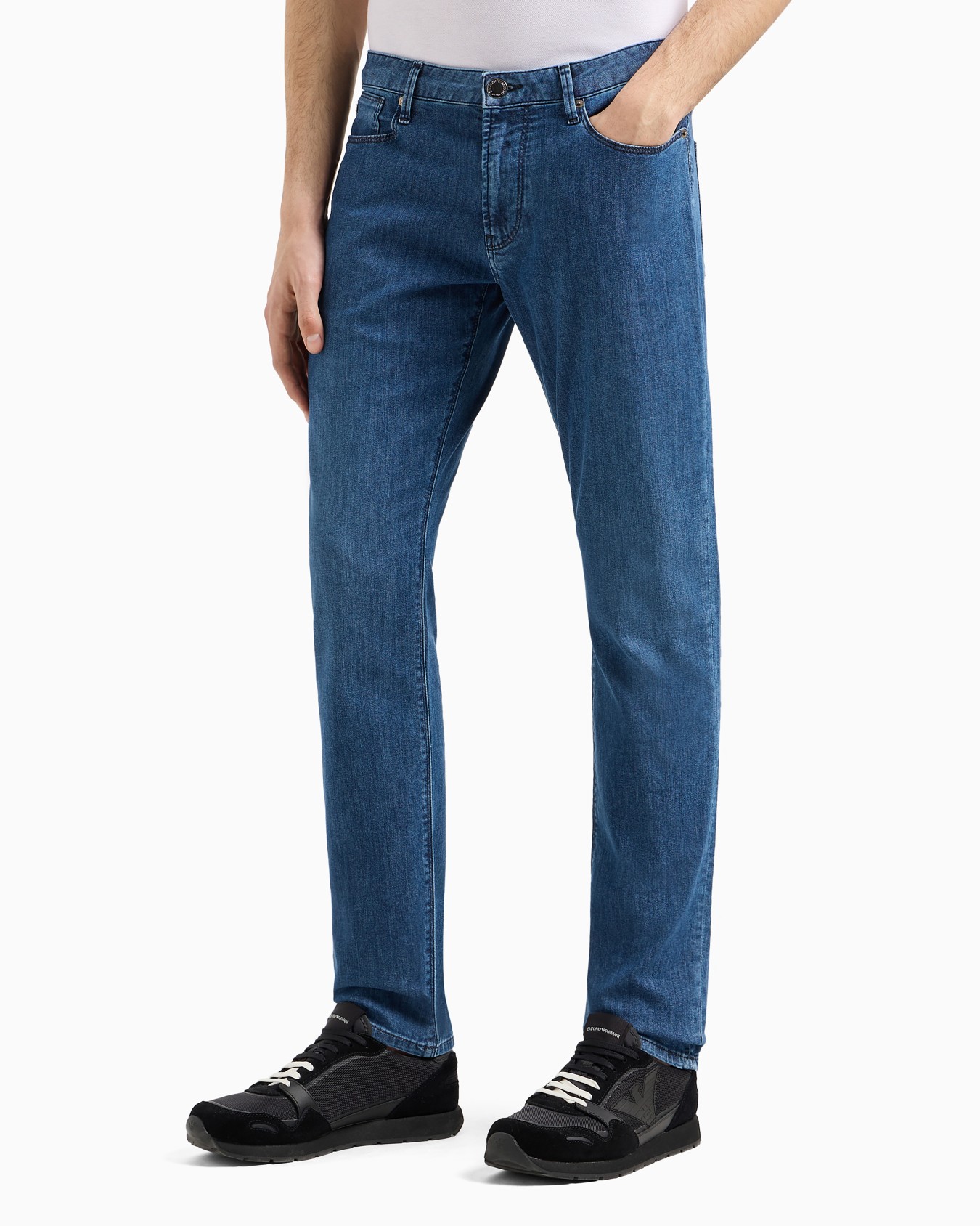 J06 Worn-effect wash, slim-fit, 8 oz denim jeans Slide 3
