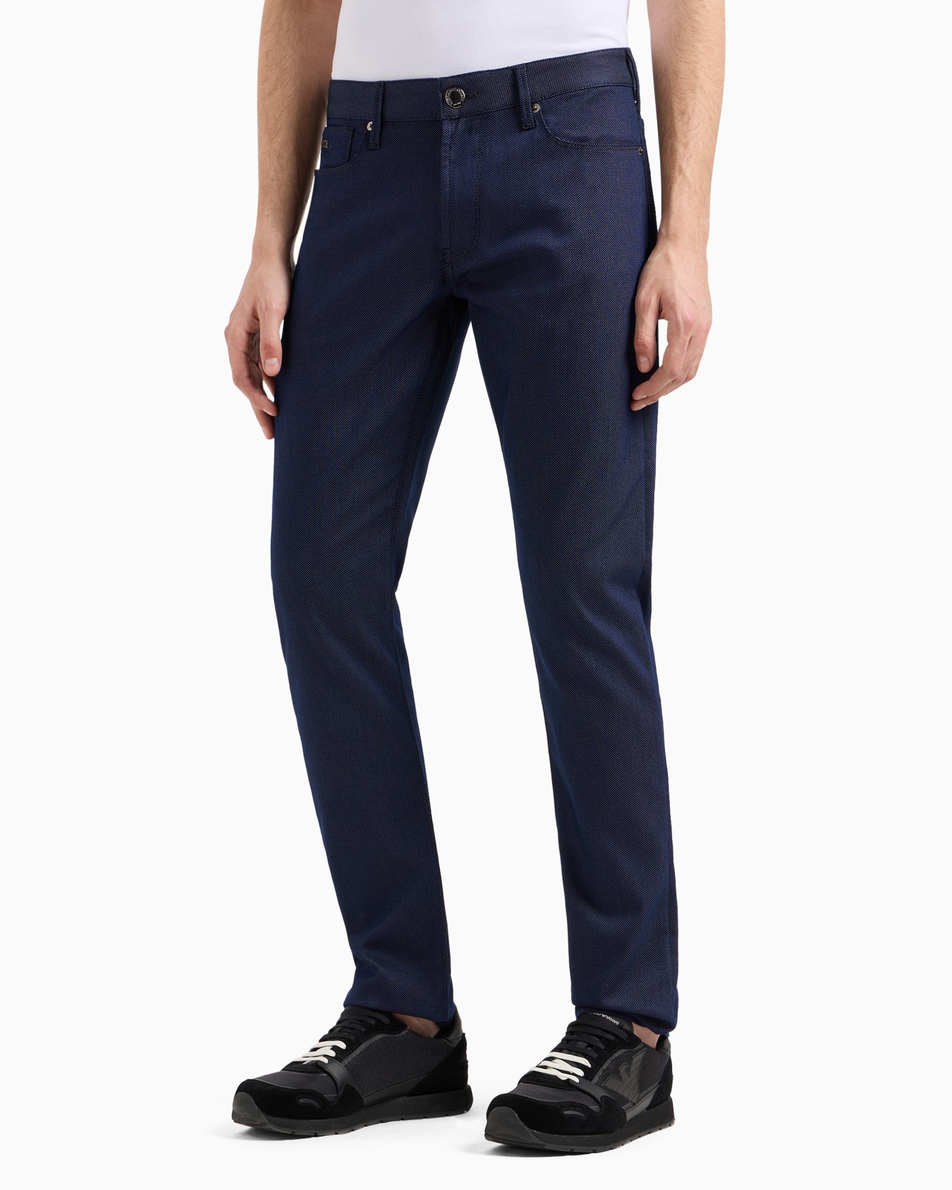 J06 Slim-fit, cotton-blend trousers with micro-armure polka dots Slide 3