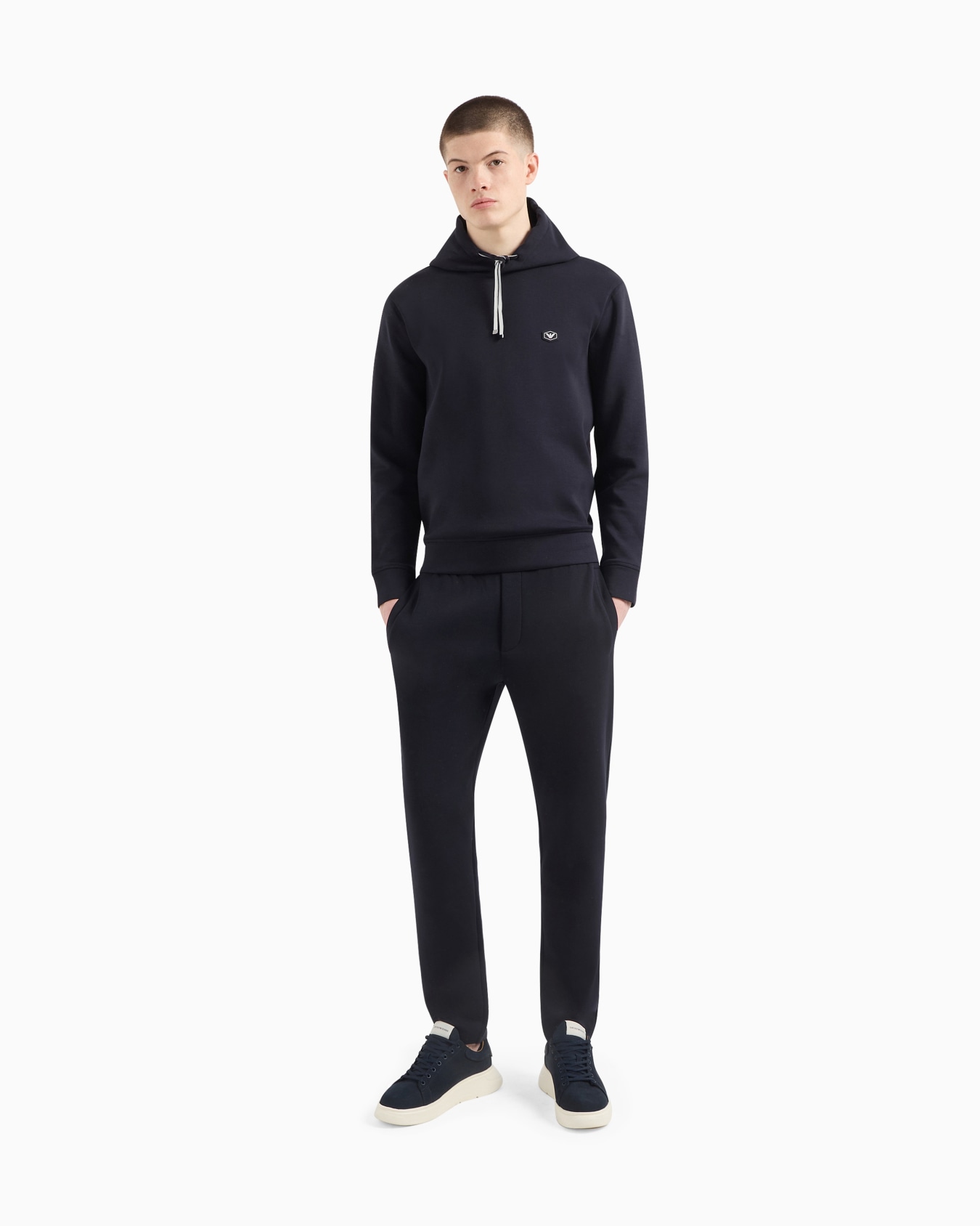 Hooded sweatshirt with micro logo patch Slide 1