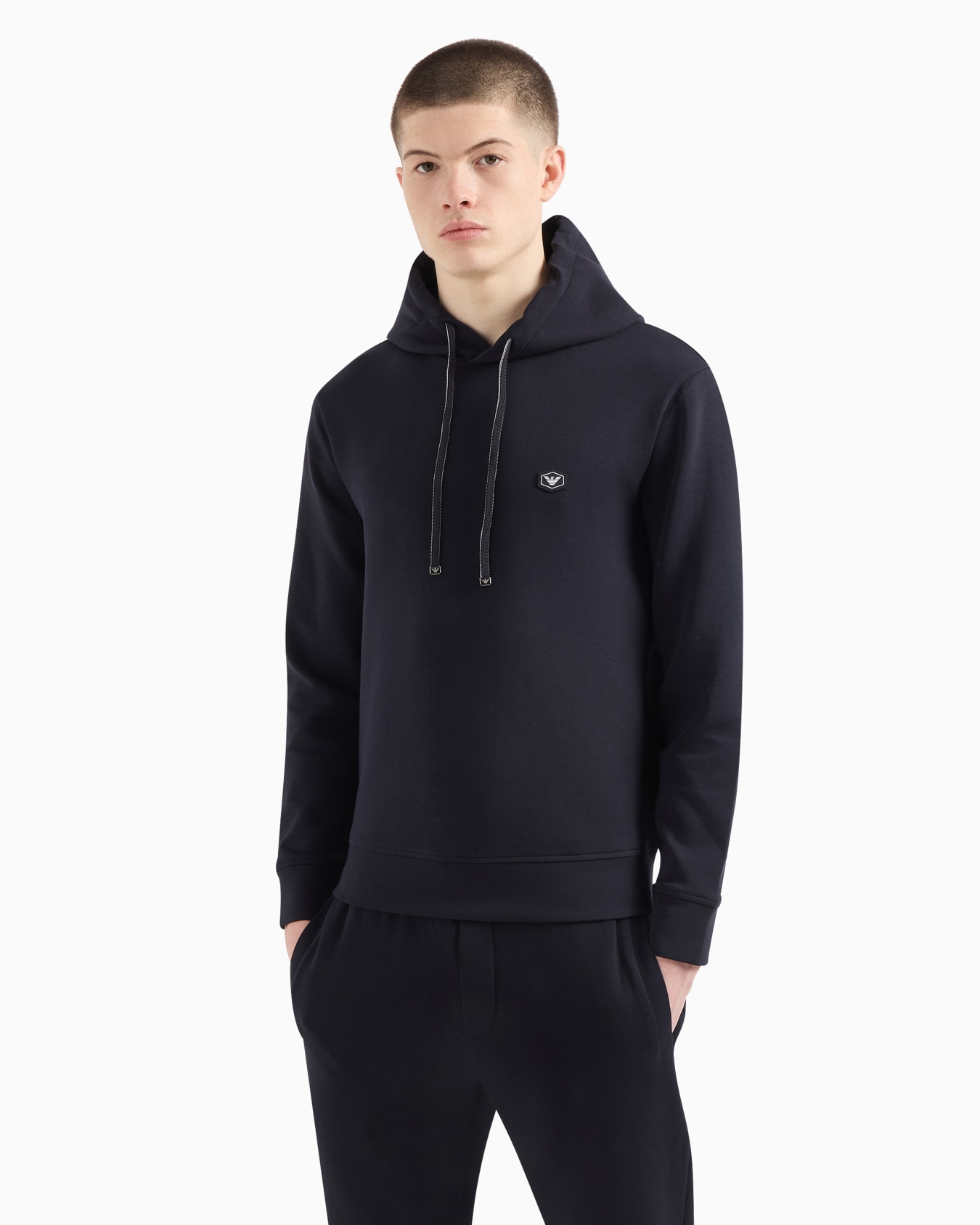 Hooded sweatshirt with micro logo patch Slide 3