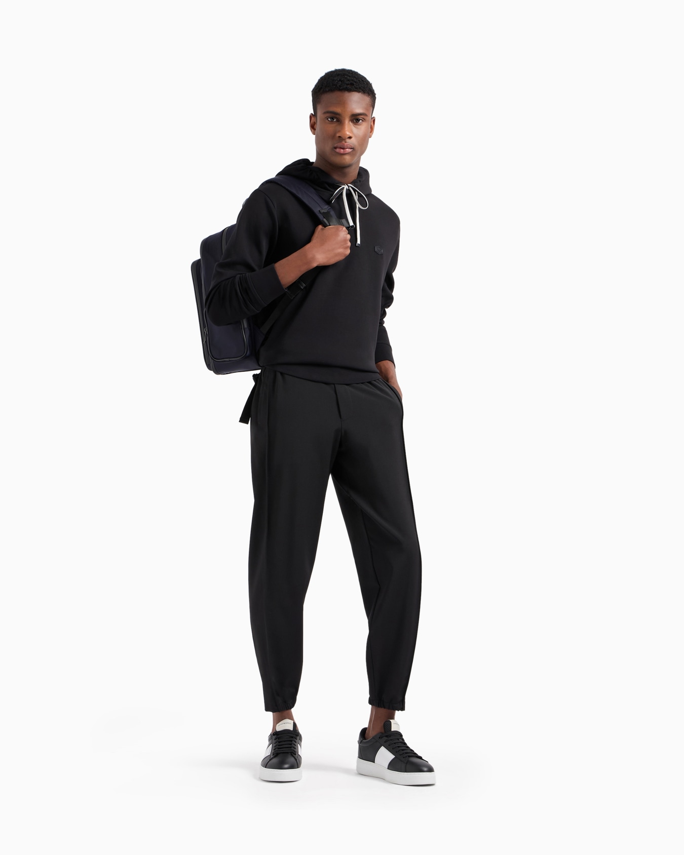 Hooded sweatshirt with micro logo patch Slide 1