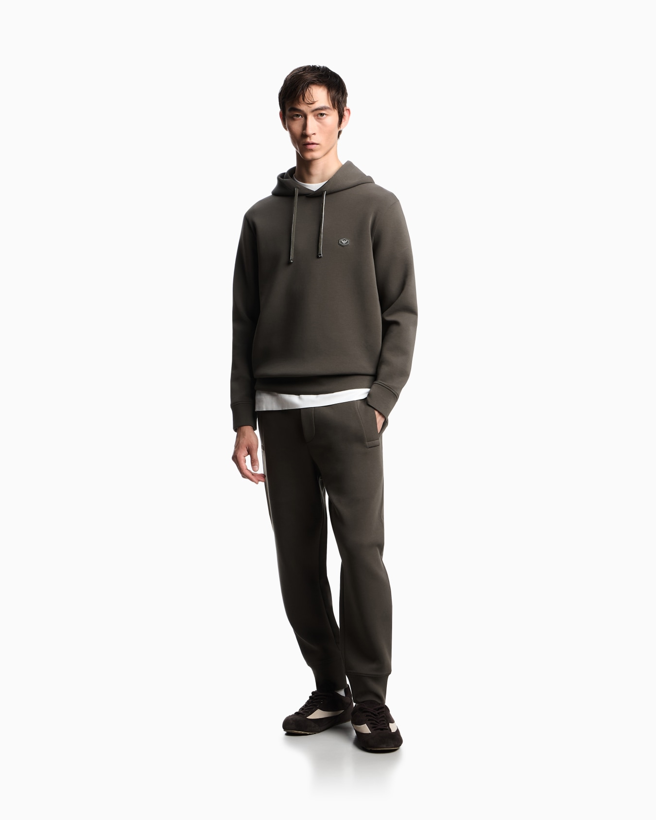 Hooded sweatshirt with micro logo patch Slide 1