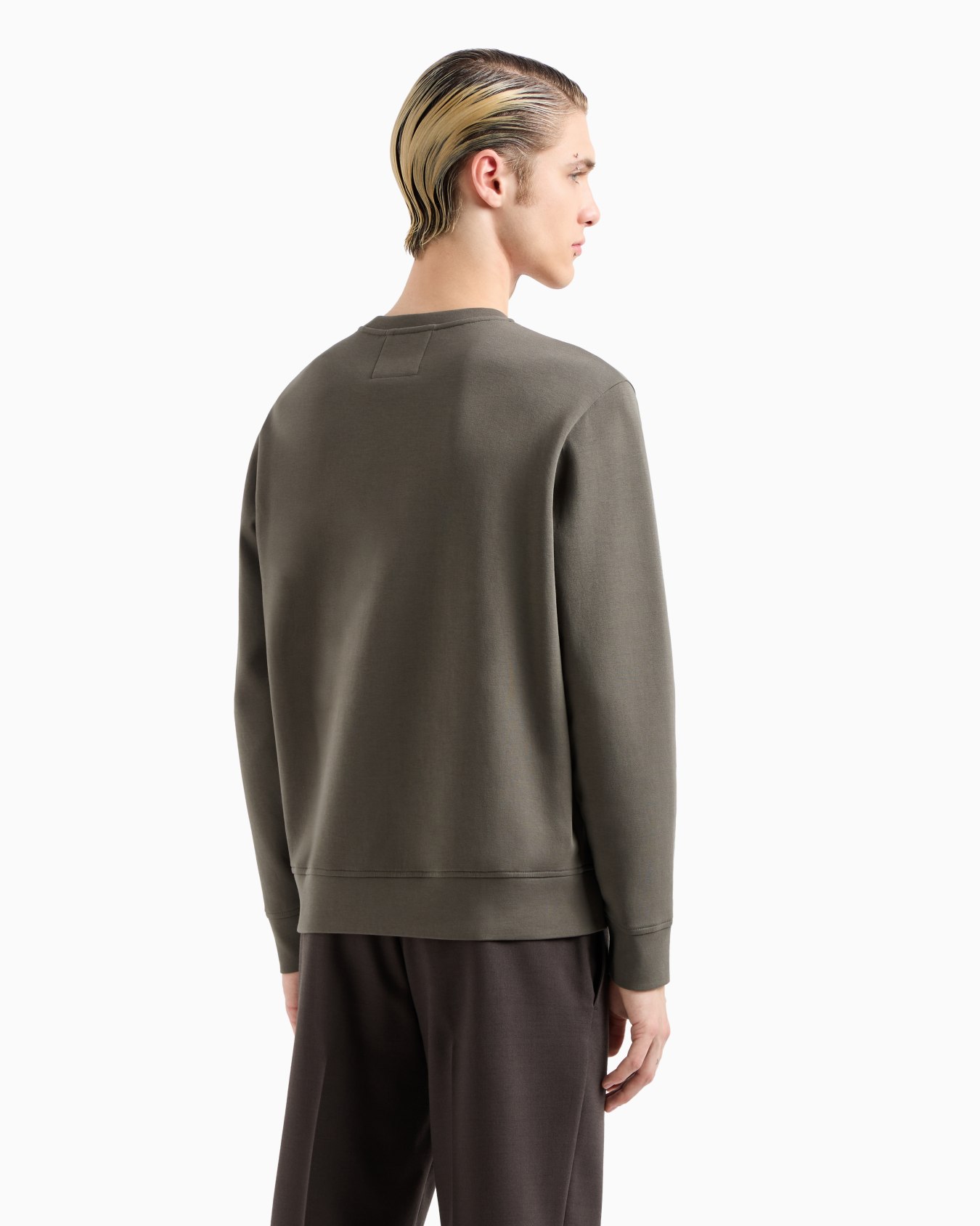 Crew-neck sweatshirt with micro logo patch Slide 2