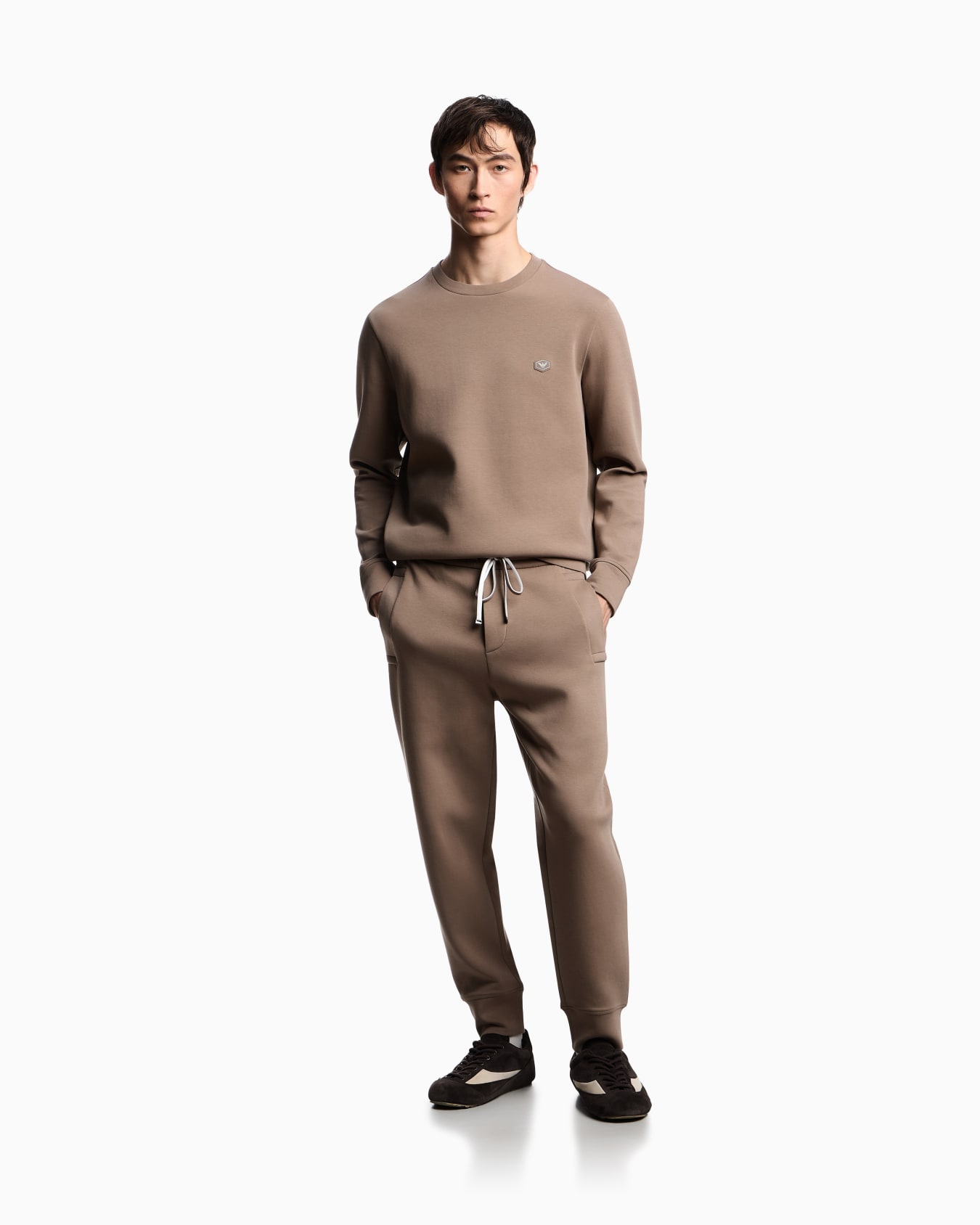 Double-jersey sweatshirt with micro logo patch Slide 1