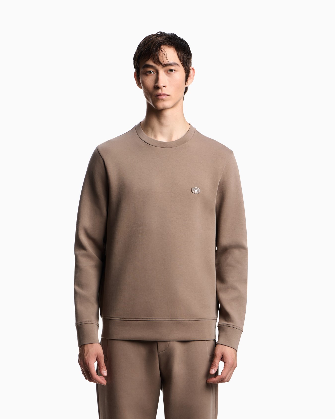 Double-jersey sweatshirt with micro logo patch Slide 3
