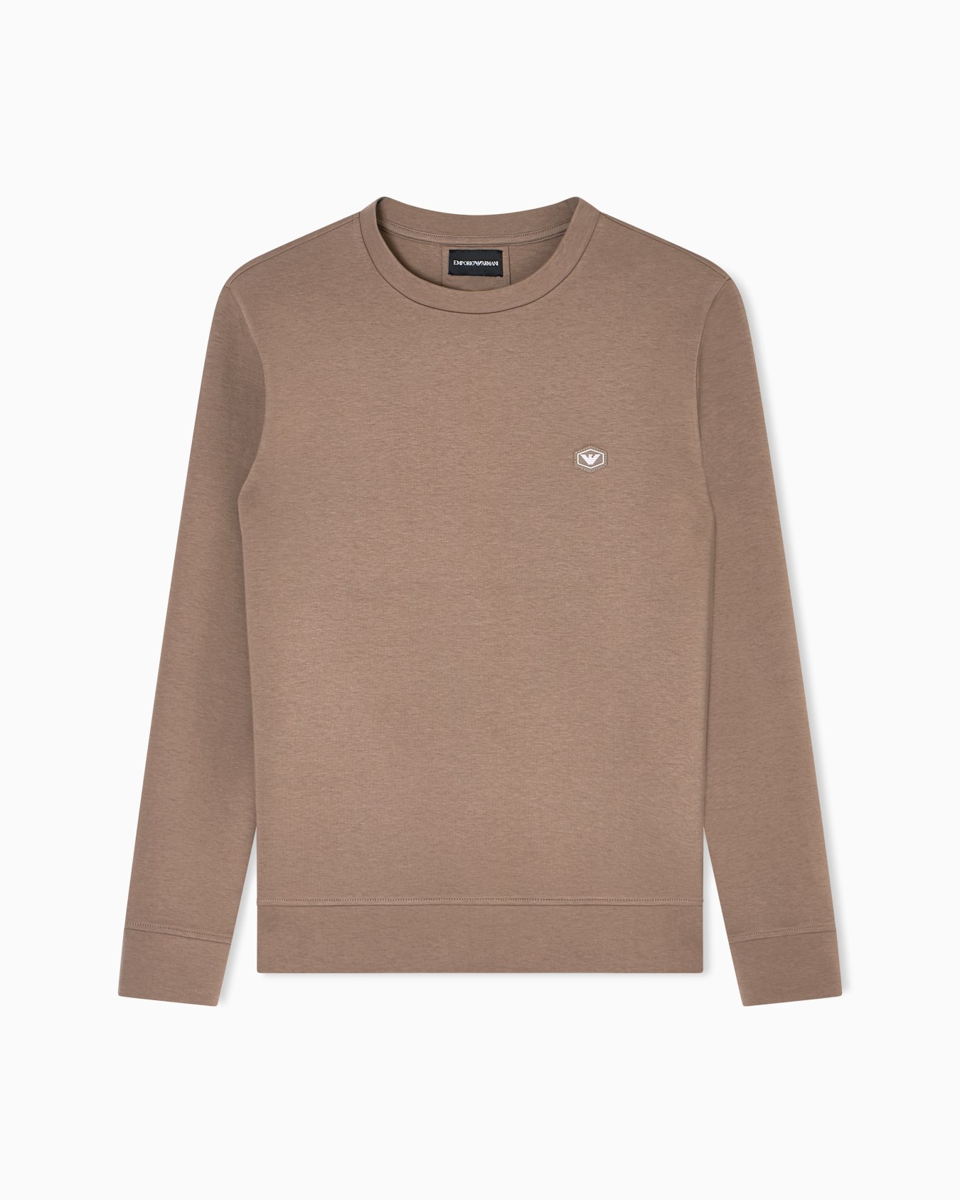 Double-jersey sweatshirt with micro logo patch Slide 0