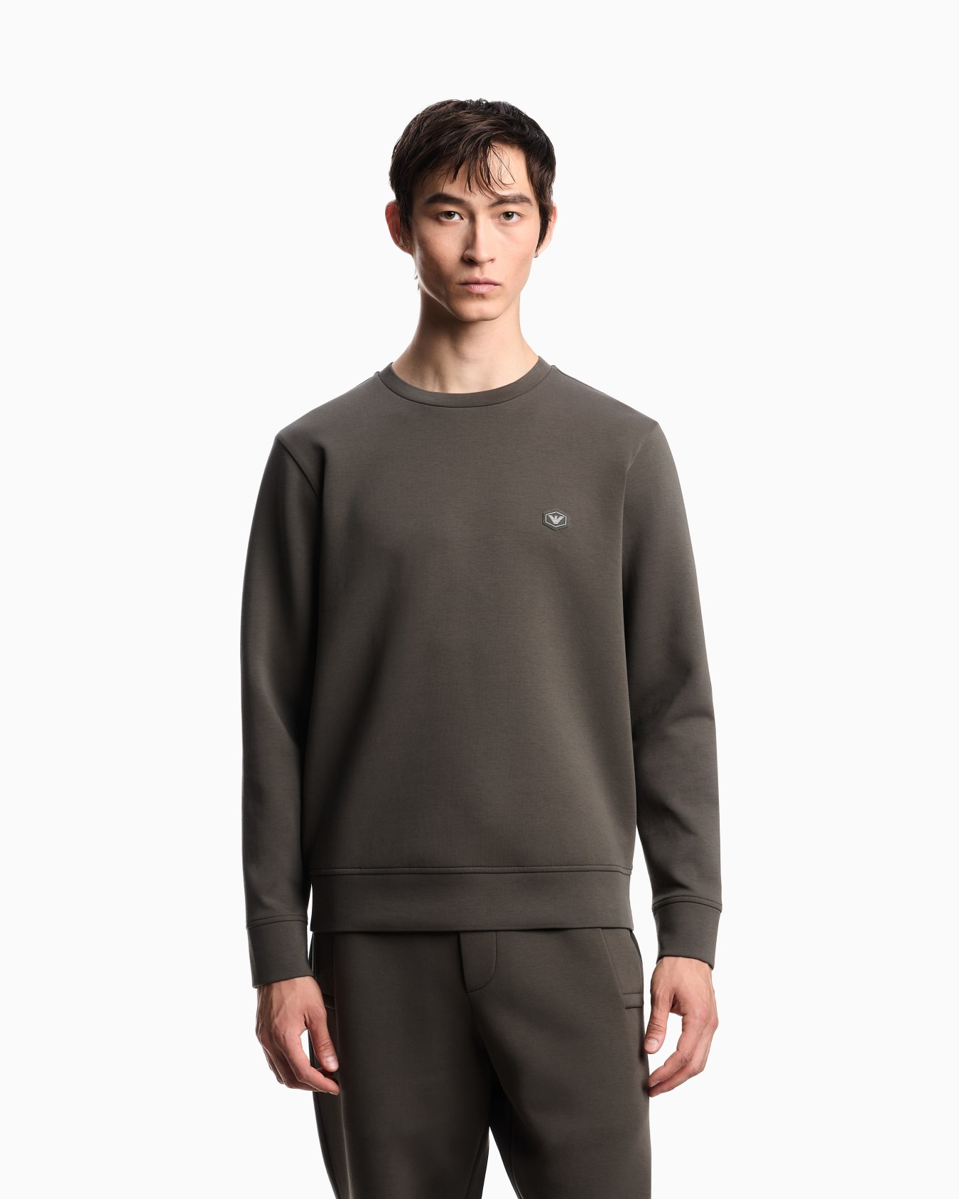 Double-jersey sweatshirt with micro logo patch Slide 3