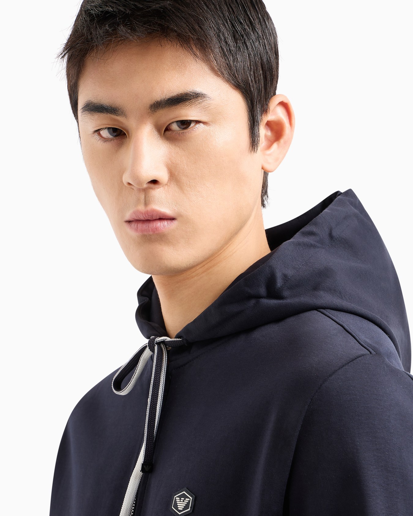 Hooded, zipped, Ponte-di-Roma sweatshirt Slide 4