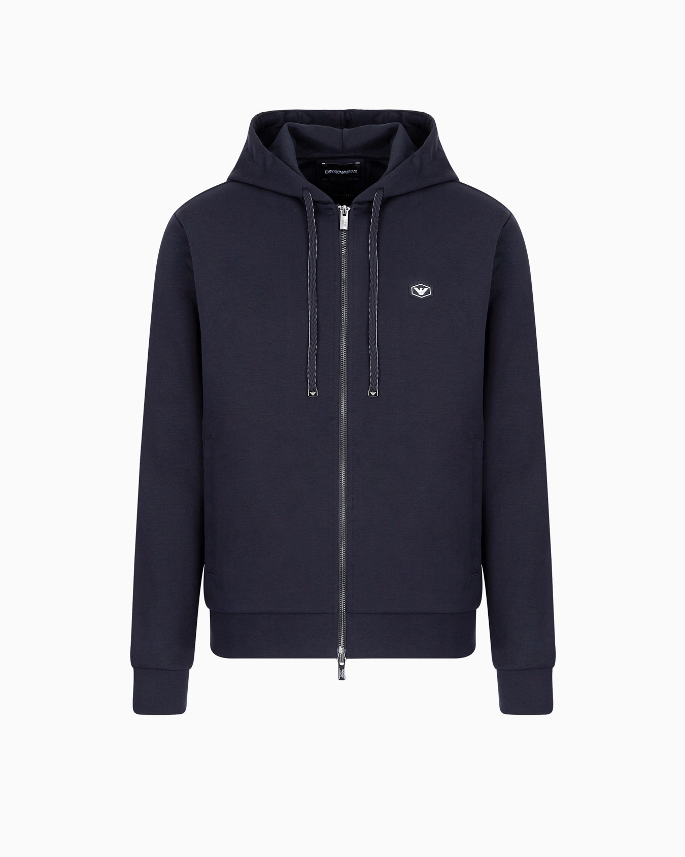 Hooded, zipped, Ponte-di-Roma sweatshirt Slide 0