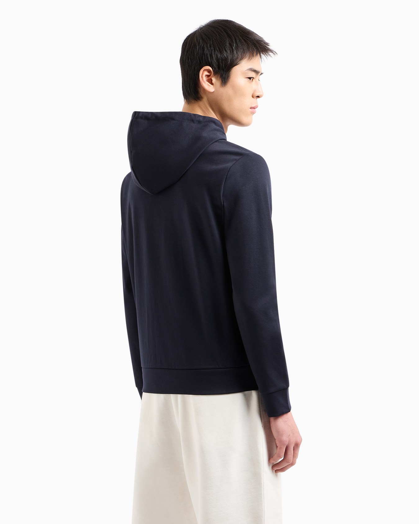 Hooded, zipped, Ponte-di-Roma sweatshirt Slide 2