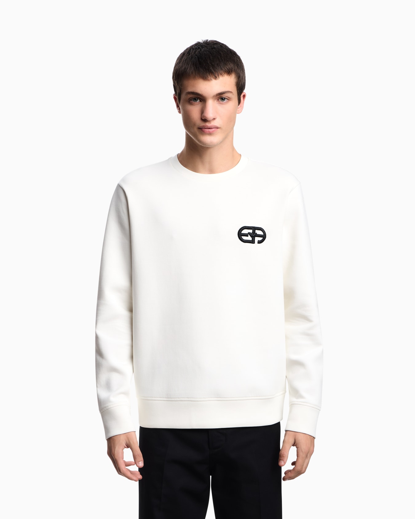 Double-jersey sweatshirt with embossed embroidered EA logo Slide 3
