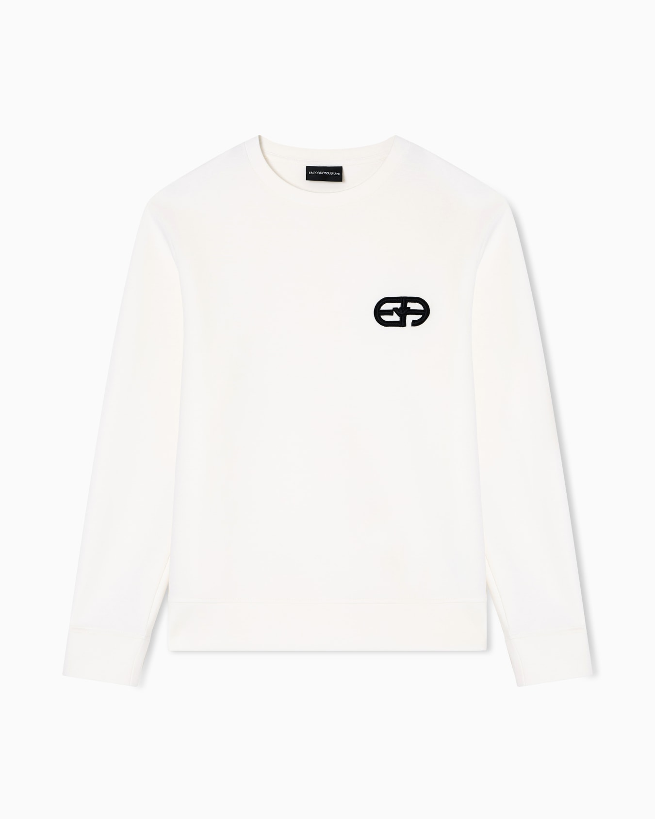 Double-jersey sweatshirt with embossed embroidered EA logo Slide 0