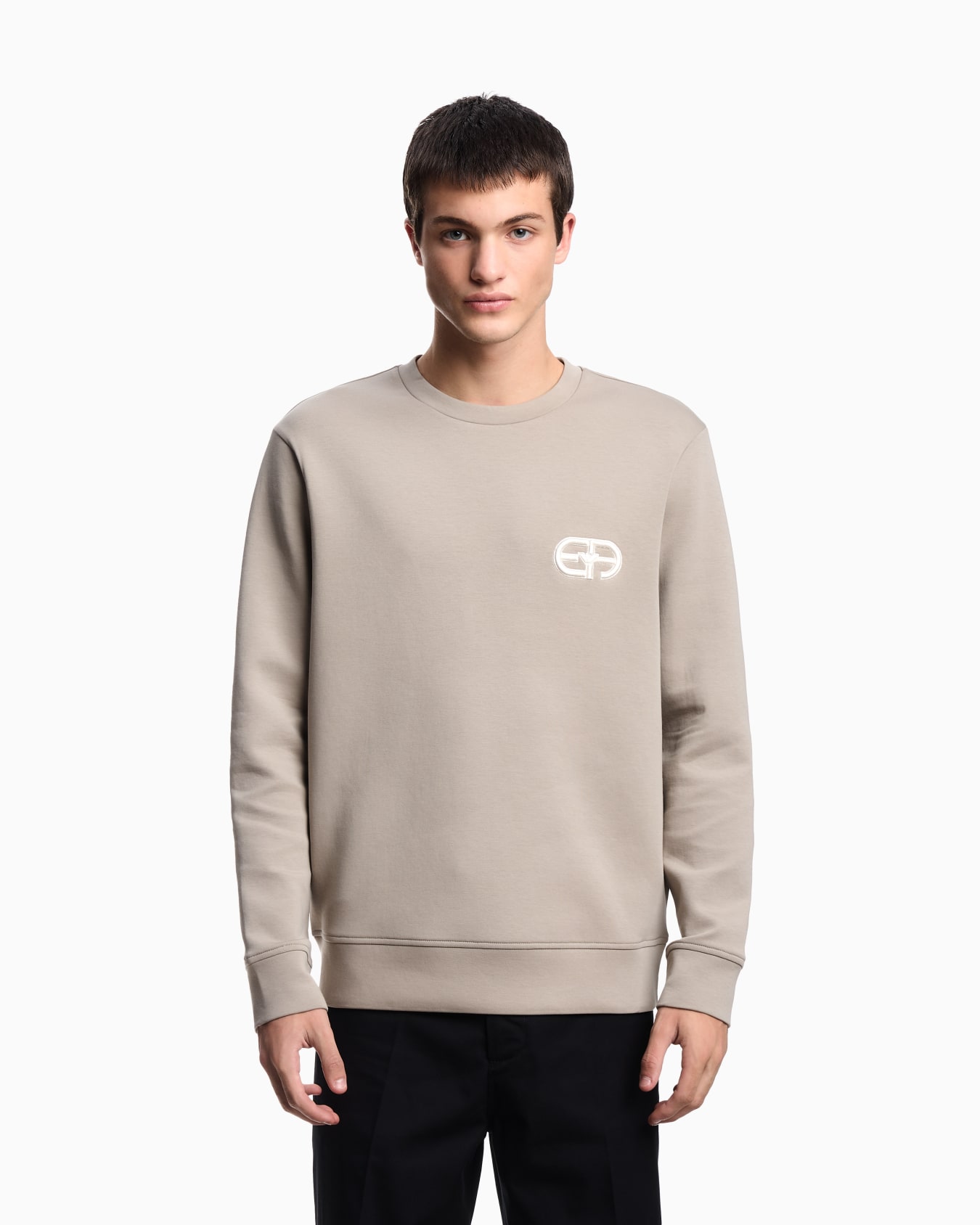 Sweat-shirt en jersey double avec logo EA brodé en relief Diapositive 3